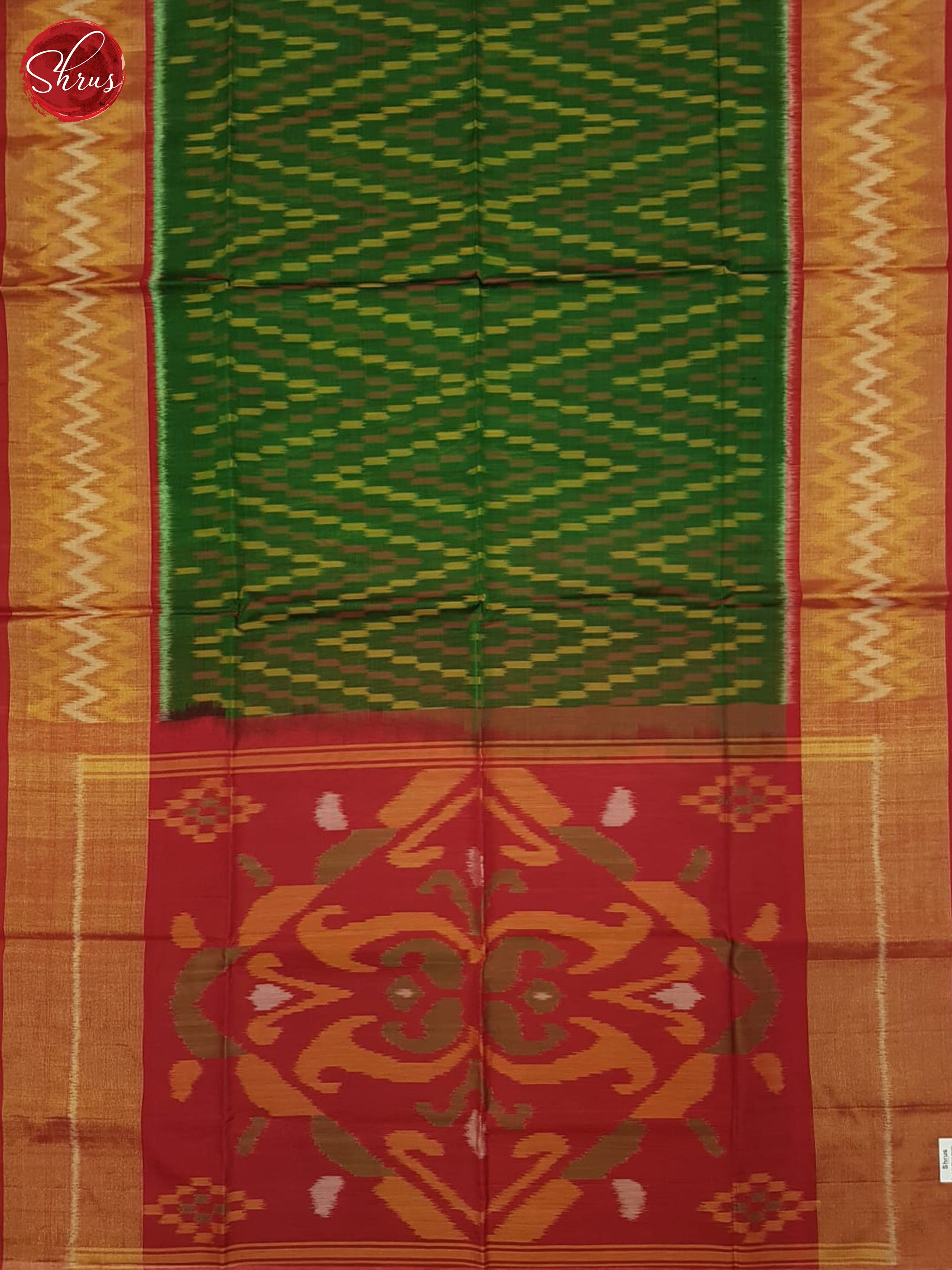 Green And Red- Pochampally Silk Cotton Saree - Shop on ShrusEternity.com