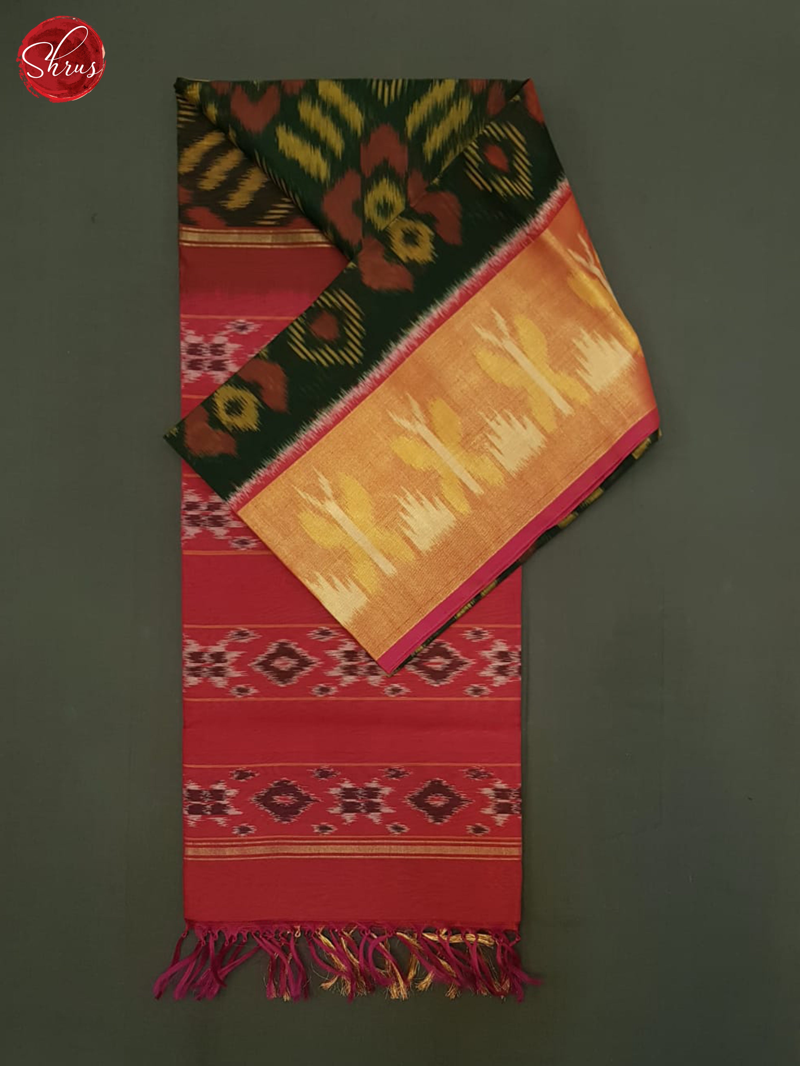 Green And Red- Pochampally Silk Cotton Saree - Shop on ShrusEternity.com