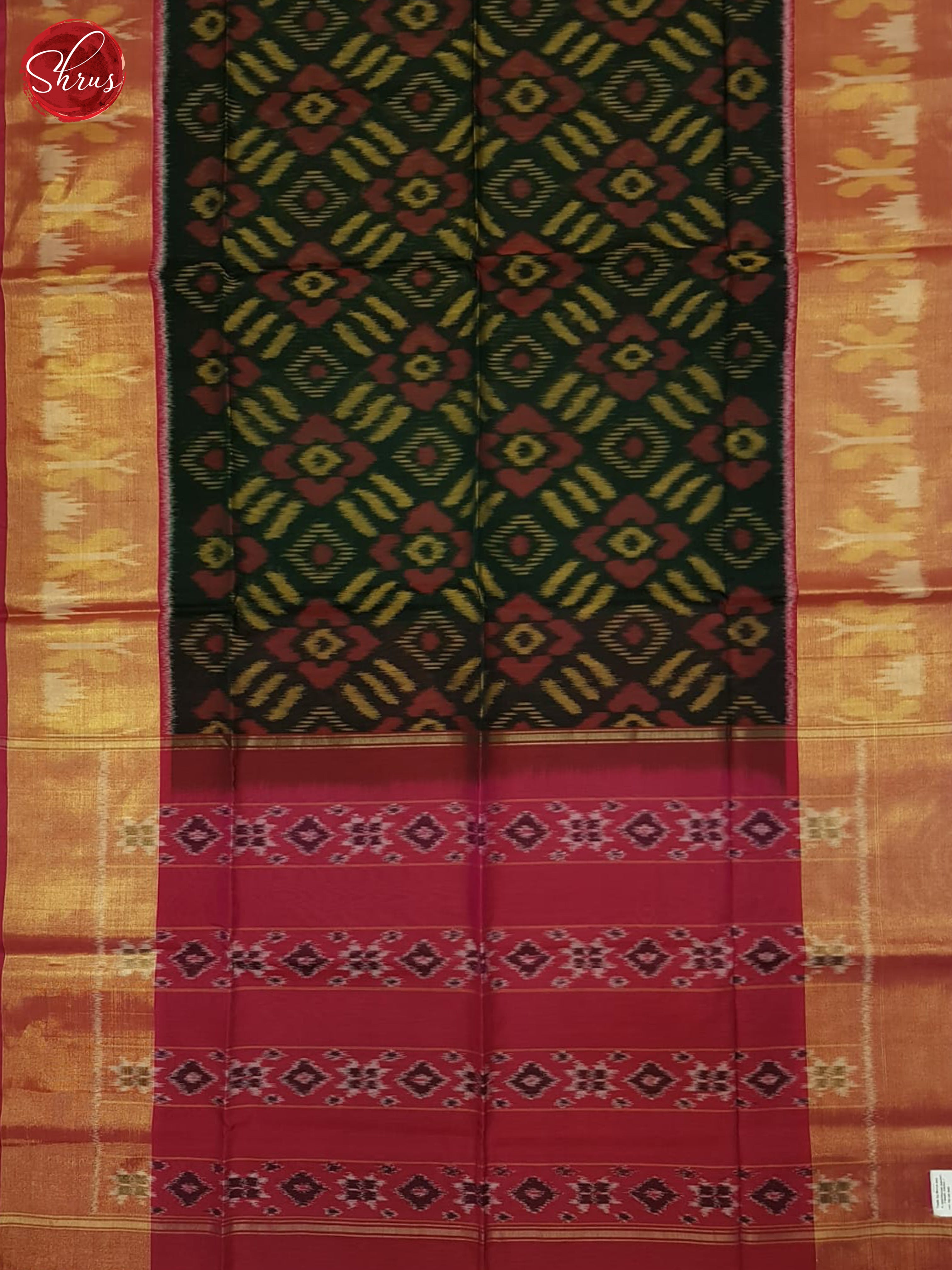 Green And Red- Pochampally Silk Cotton Saree - Shop on ShrusEternity.com