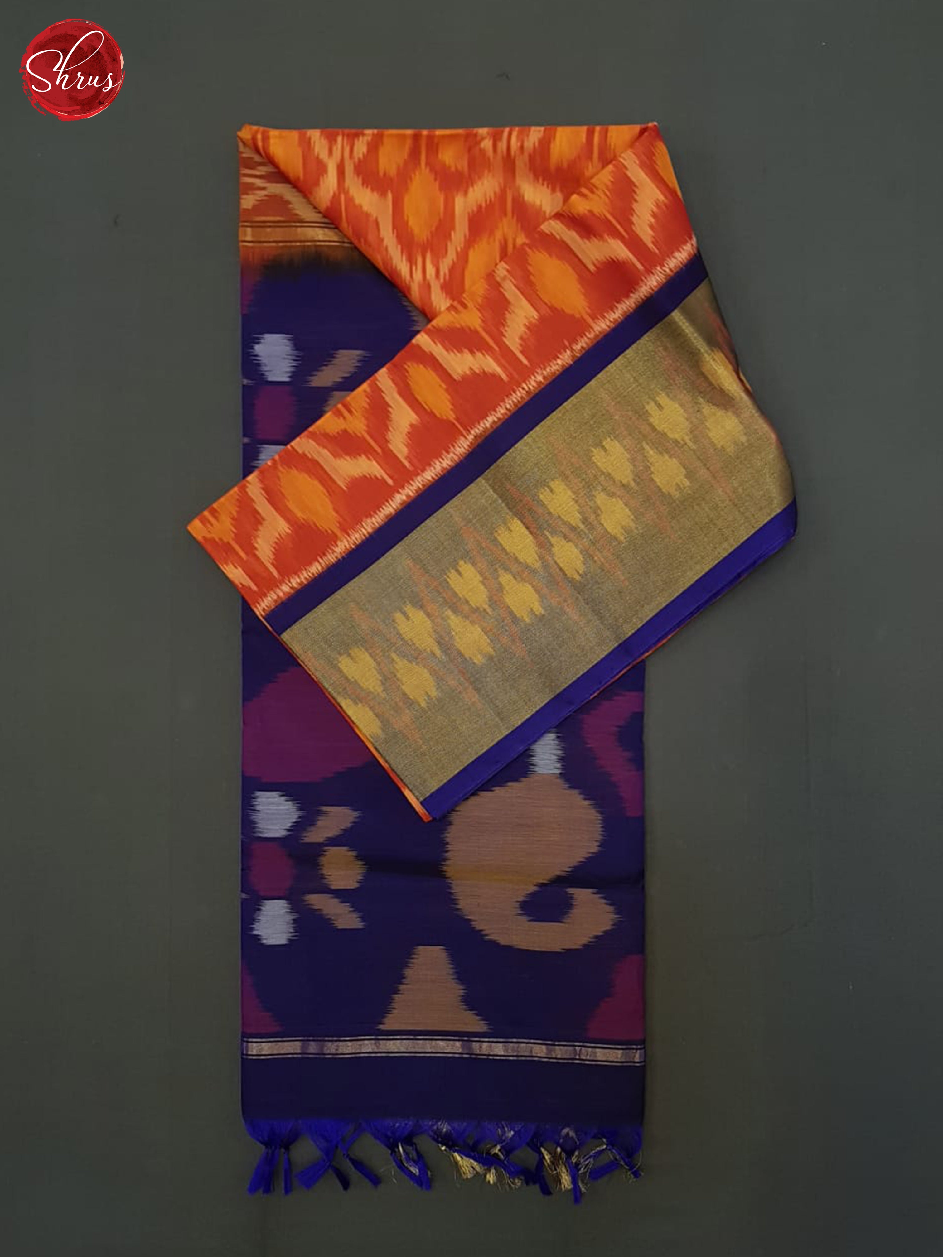 Orange And Blue- pochampally Silk Cotton Saree - Shop on ShrusEternity.com