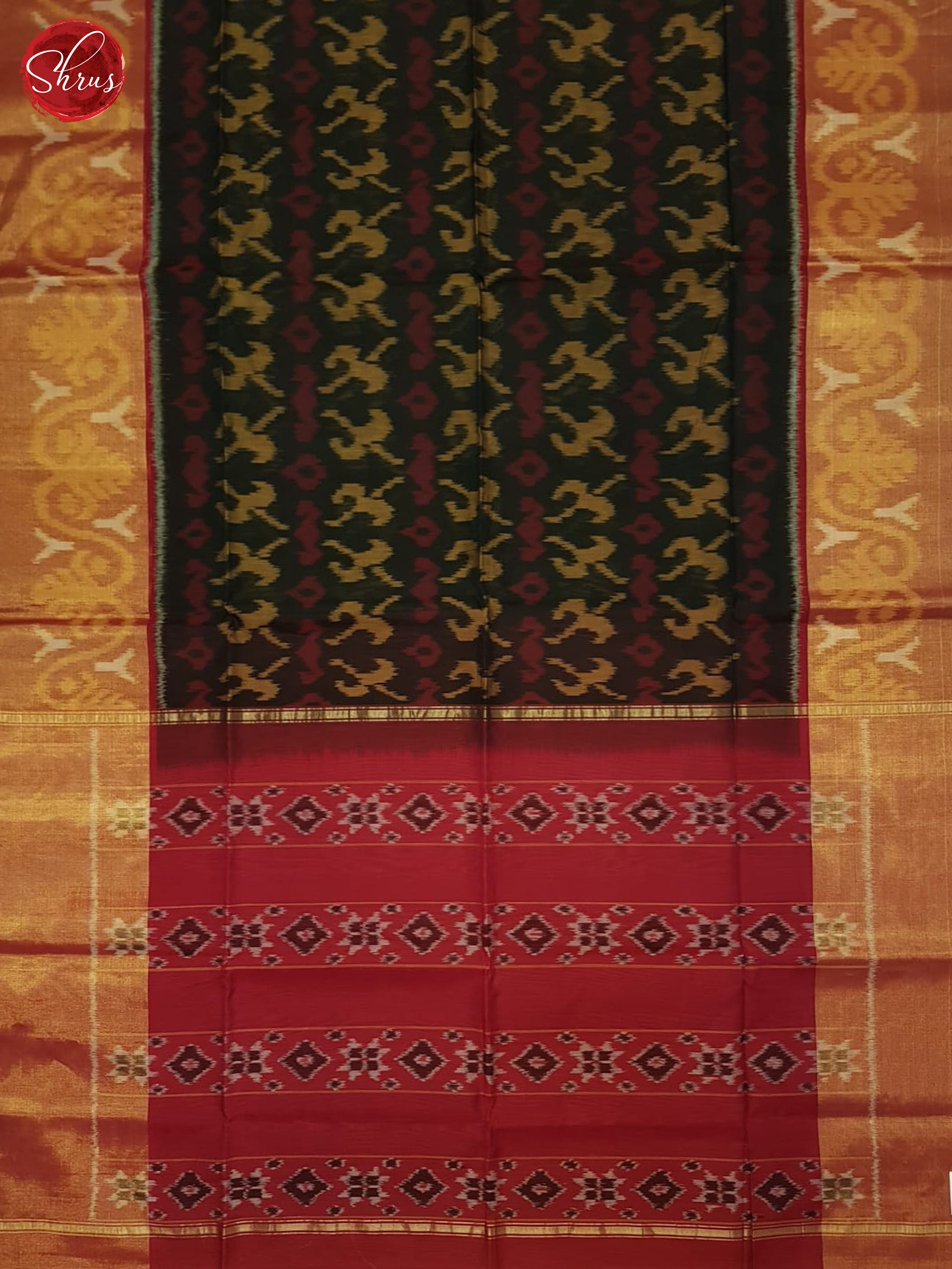 Blackish Green And Red- pochampally Silk Cotton Saree - Shop on ShrusEternity.com