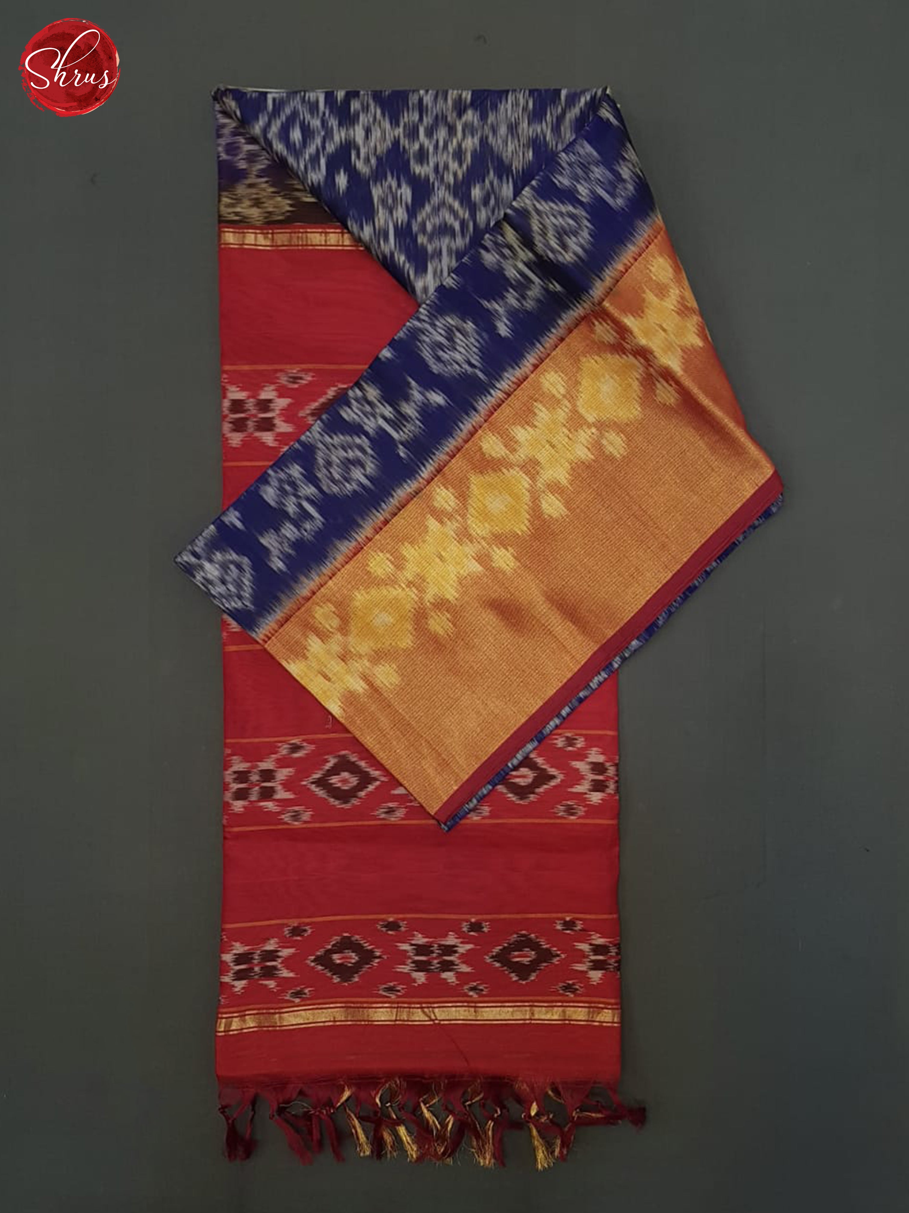Blue And Red- Pochampally Silk Cotton Saree - Shop on ShrusEternity.com