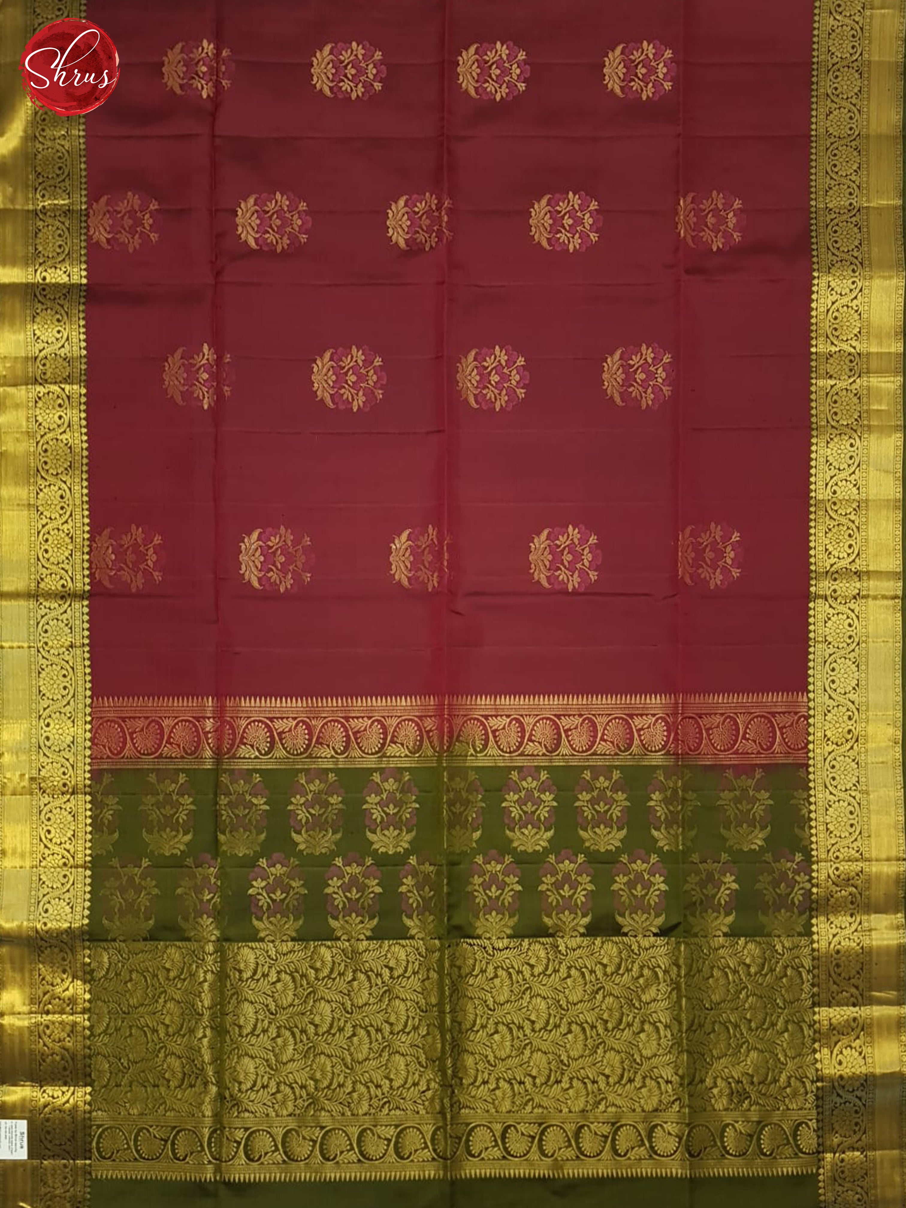 Maroon And Green- Soft Silk Saree - Shop on ShrusEternity.com