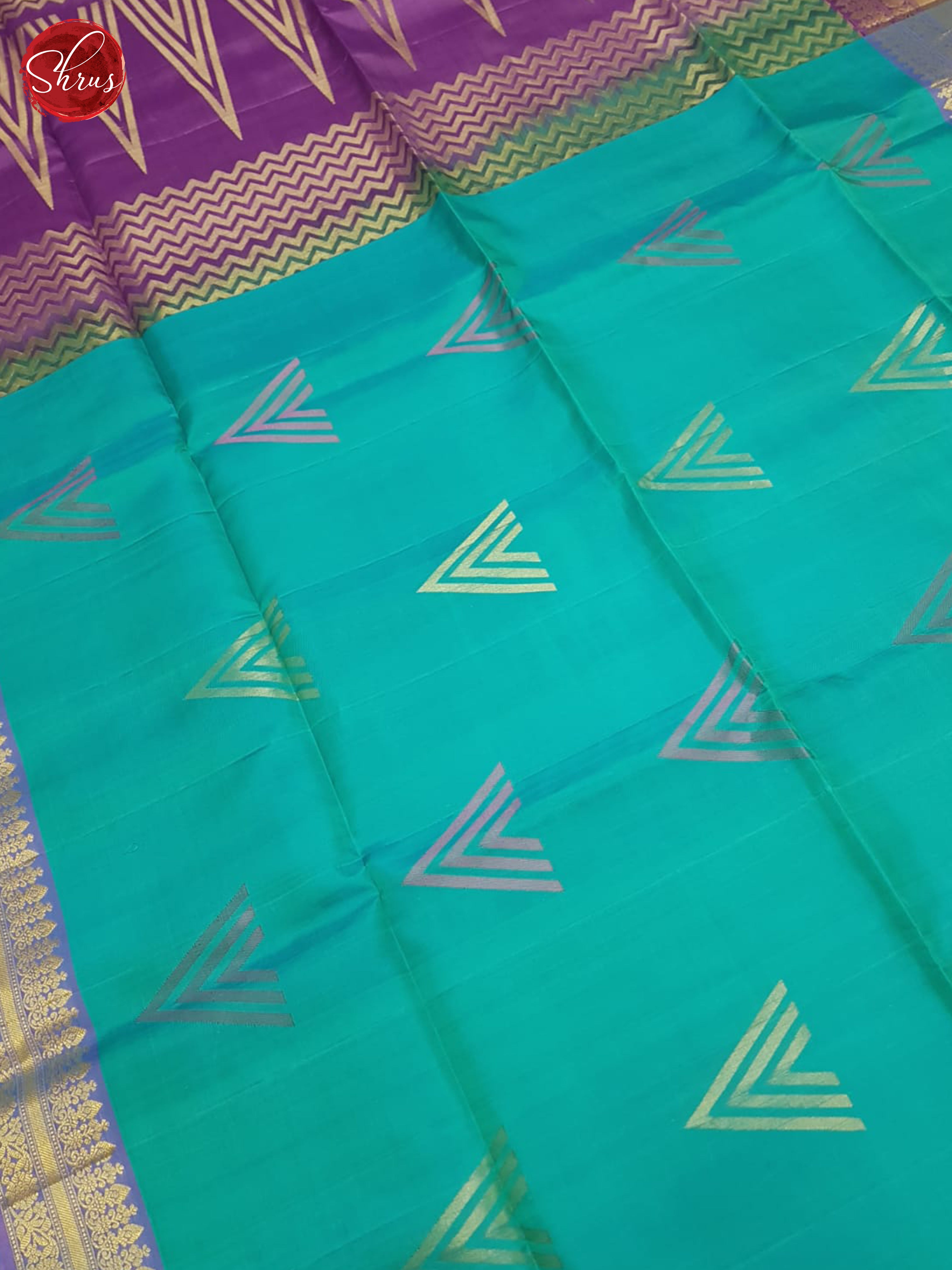 Teal Blue And Lavender- Soft Silk Saree - Shop on ShrusEternity.com