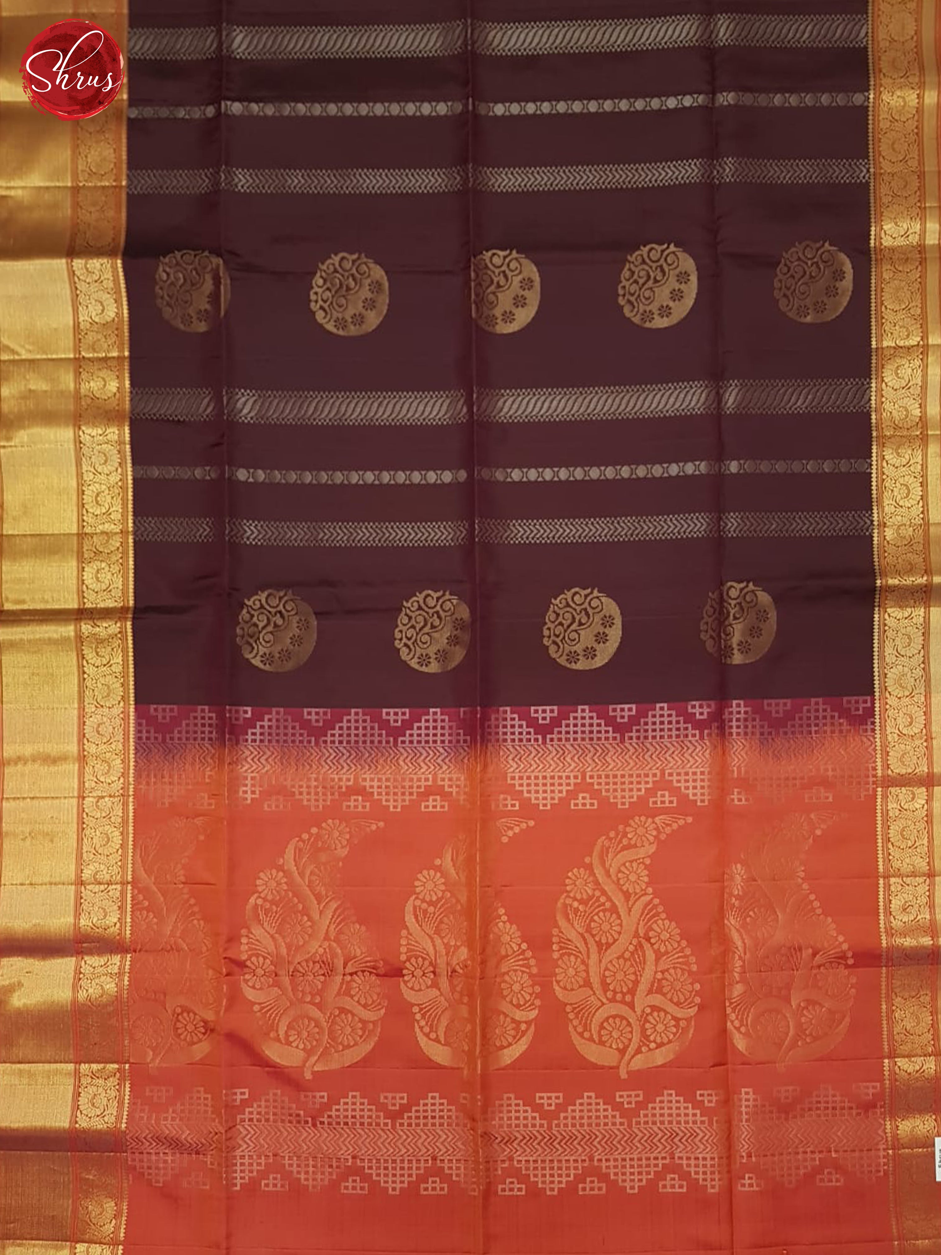 Brown And Orange- Soft Silk Saree - Shop on ShrusEternity.com