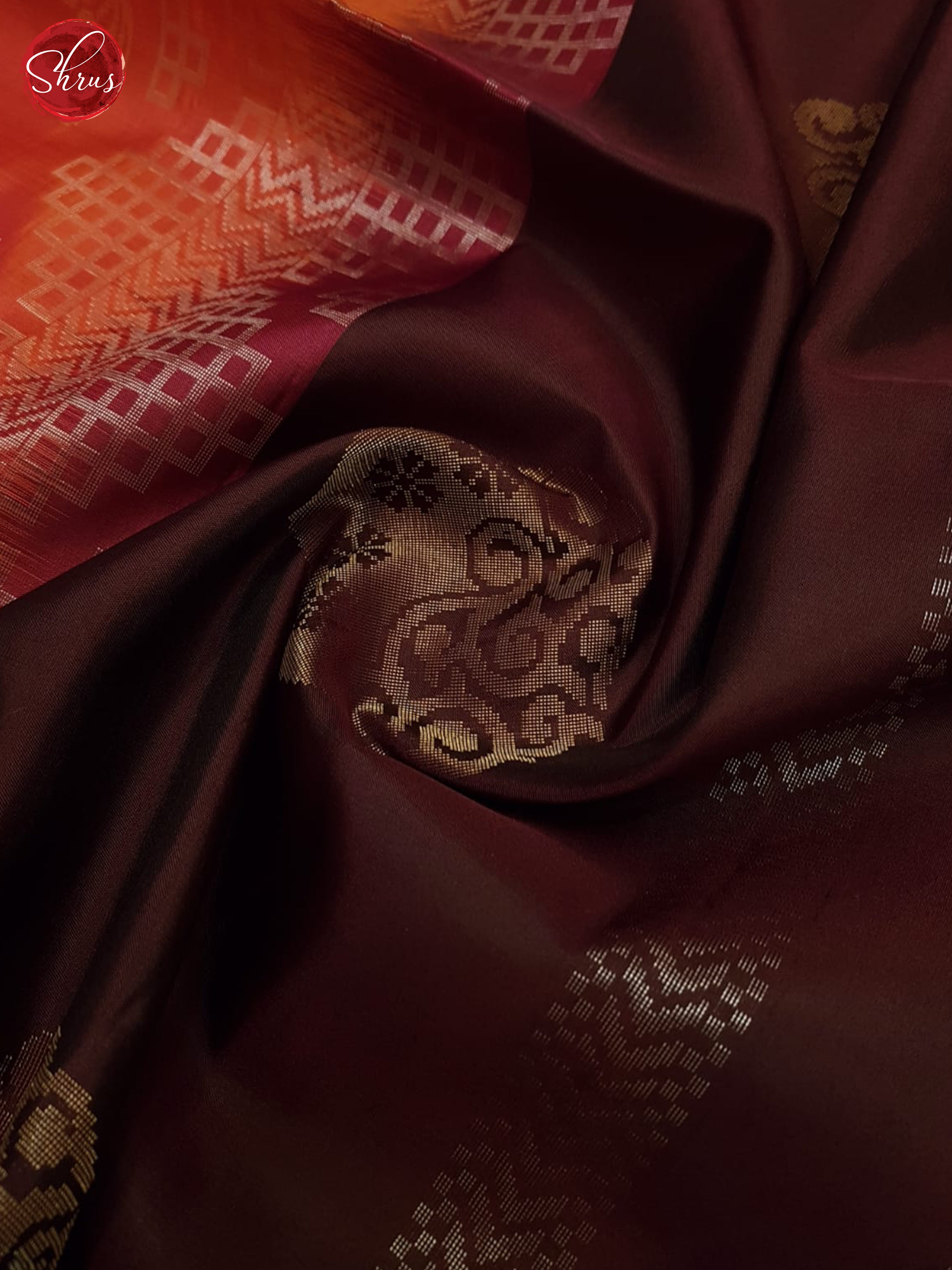Brown And Orange- Soft Silk Saree - Shop on ShrusEternity.com