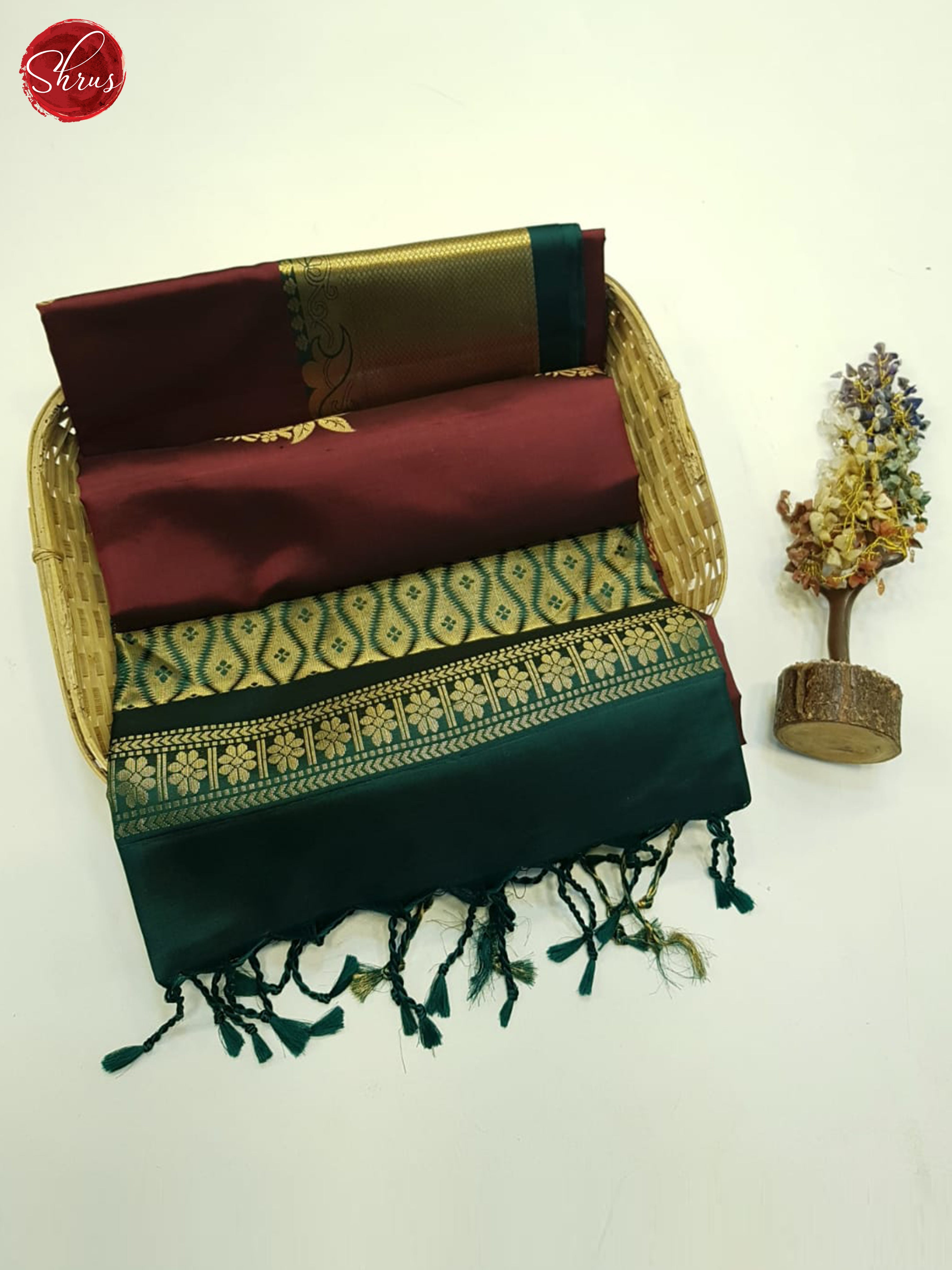 Brown And Green- Soft Silk Saree - Shop on ShrusEternity.com