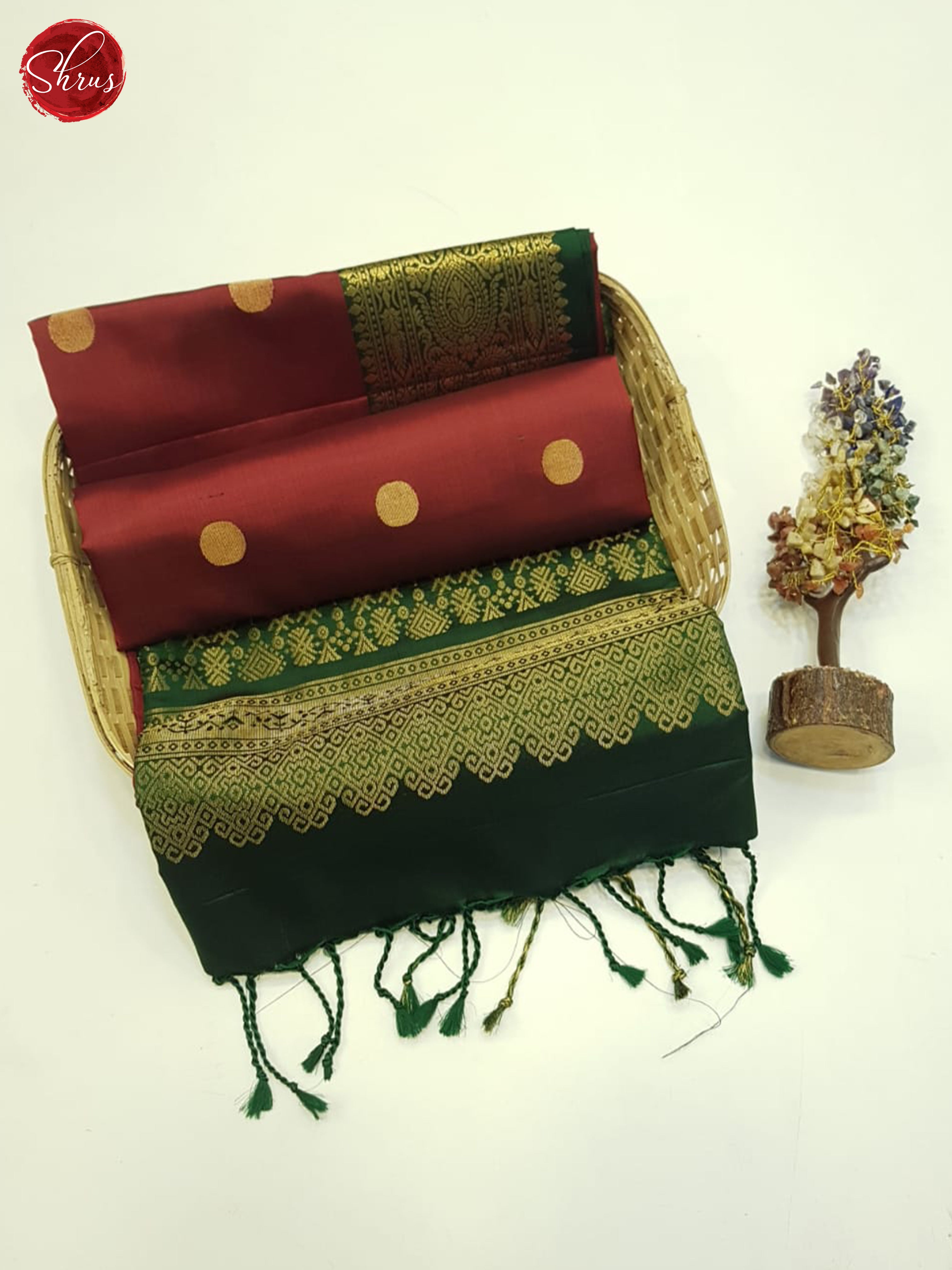 Red & Green - Soft Silk Saree - Shop on ShrusEternity.com