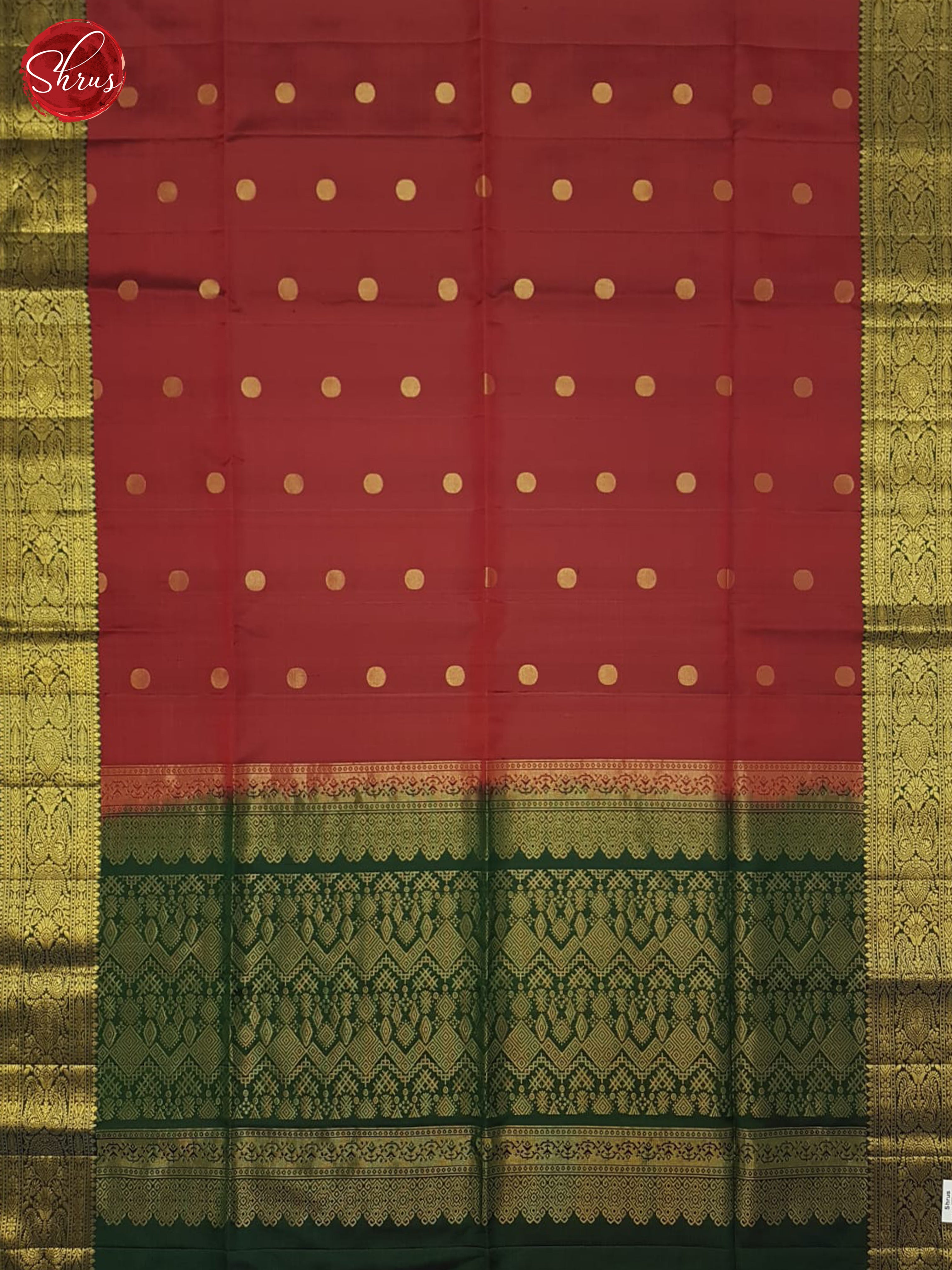 Red & Green - Soft Silk Saree - Shop on ShrusEternity.com