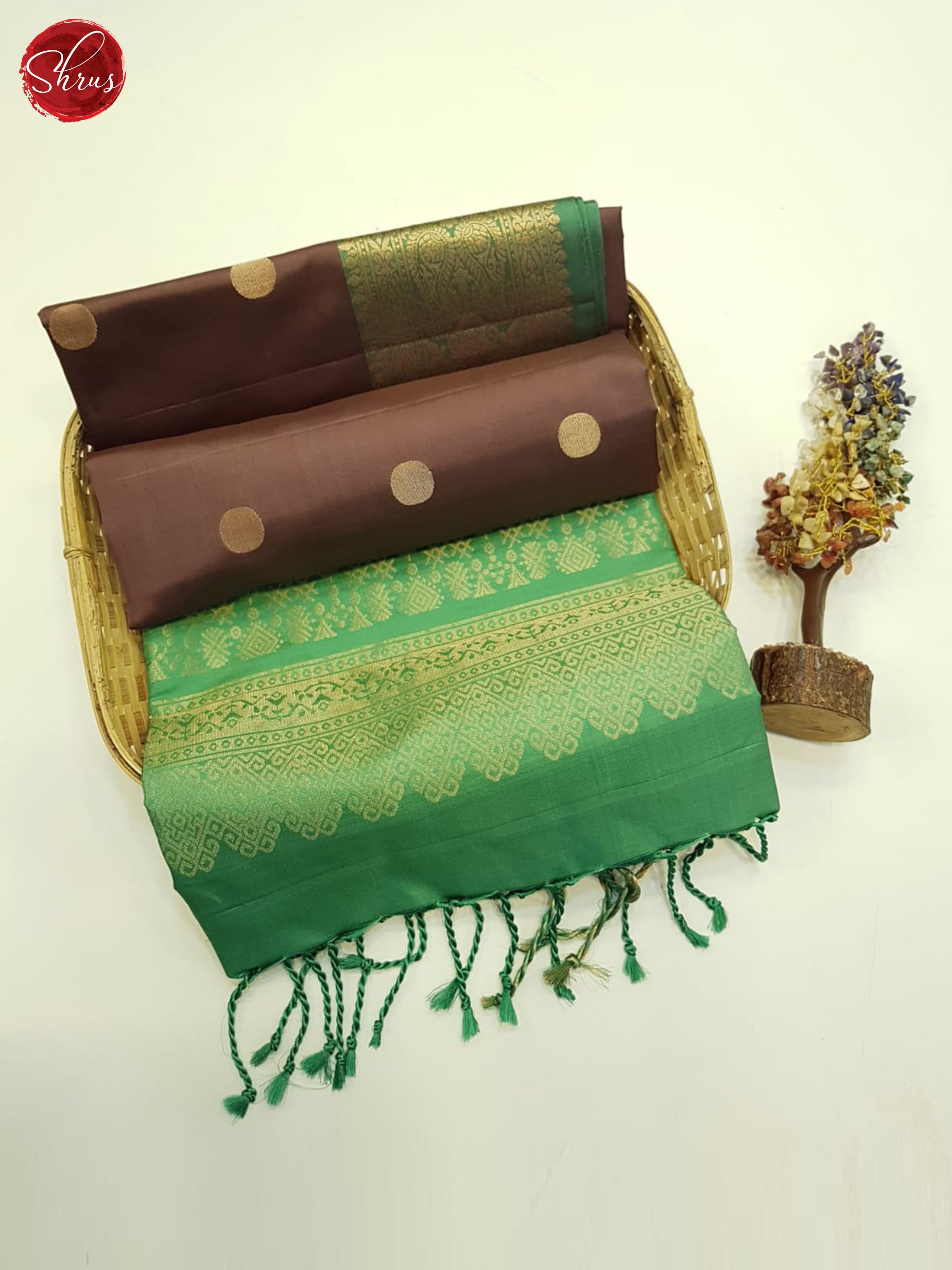 Brown And Green-Soft Silk saree-2