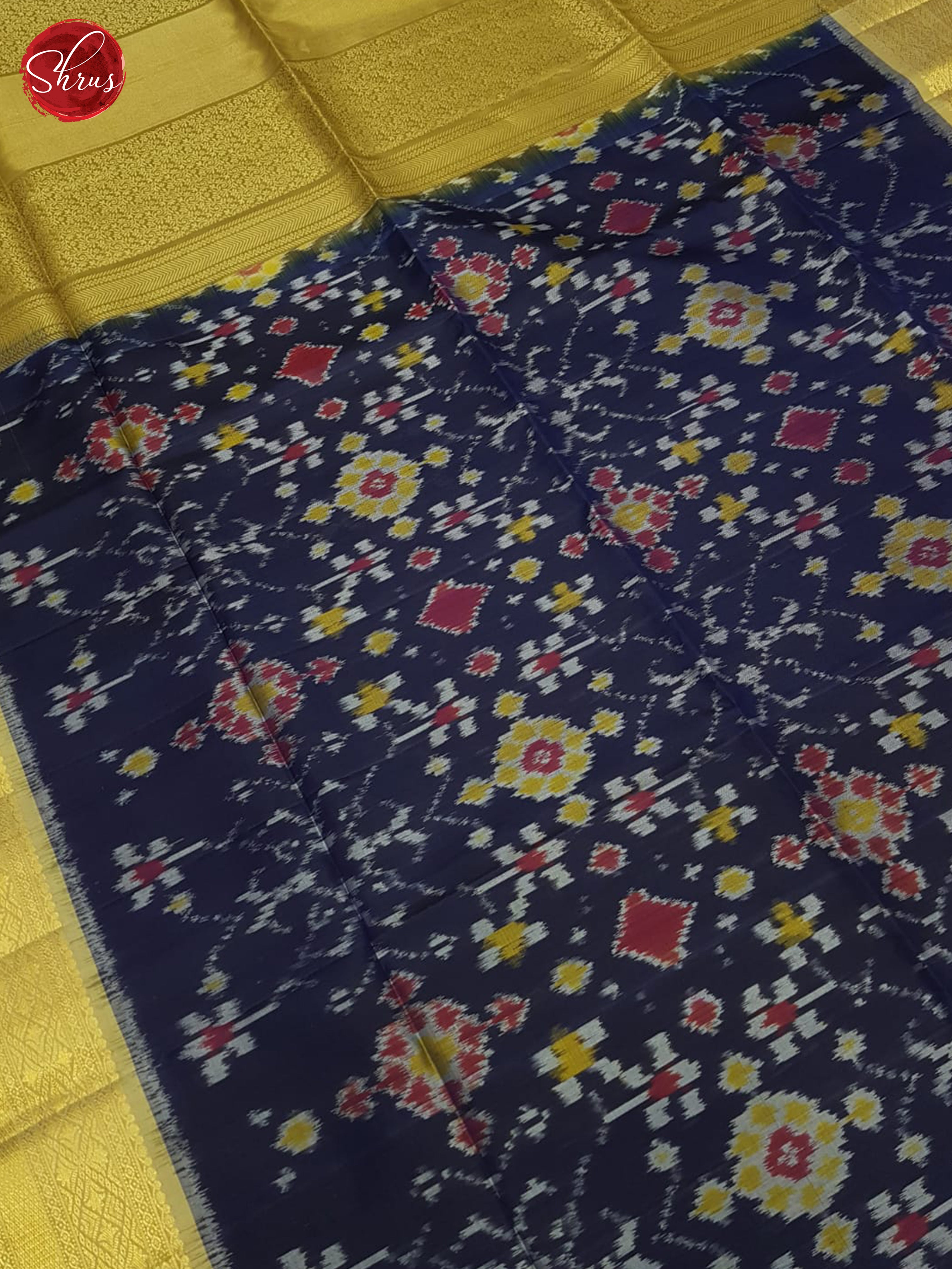 Navy Blue & beigish Gold - Soft Silk Saree - Shop on ShrusEternity.com
