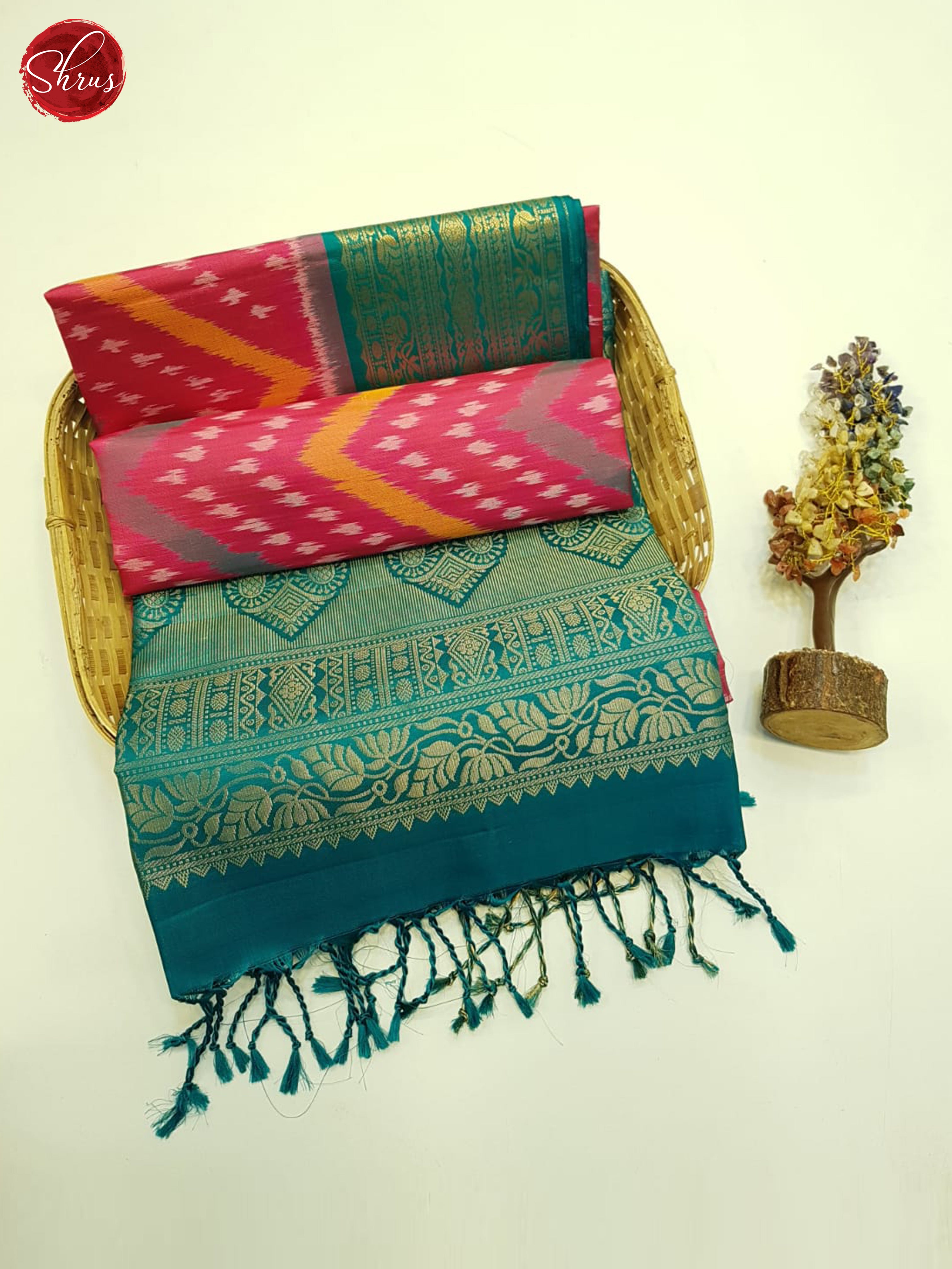 Pink And Blue- Soft Silk Saree - Shop on ShrusEternity.com