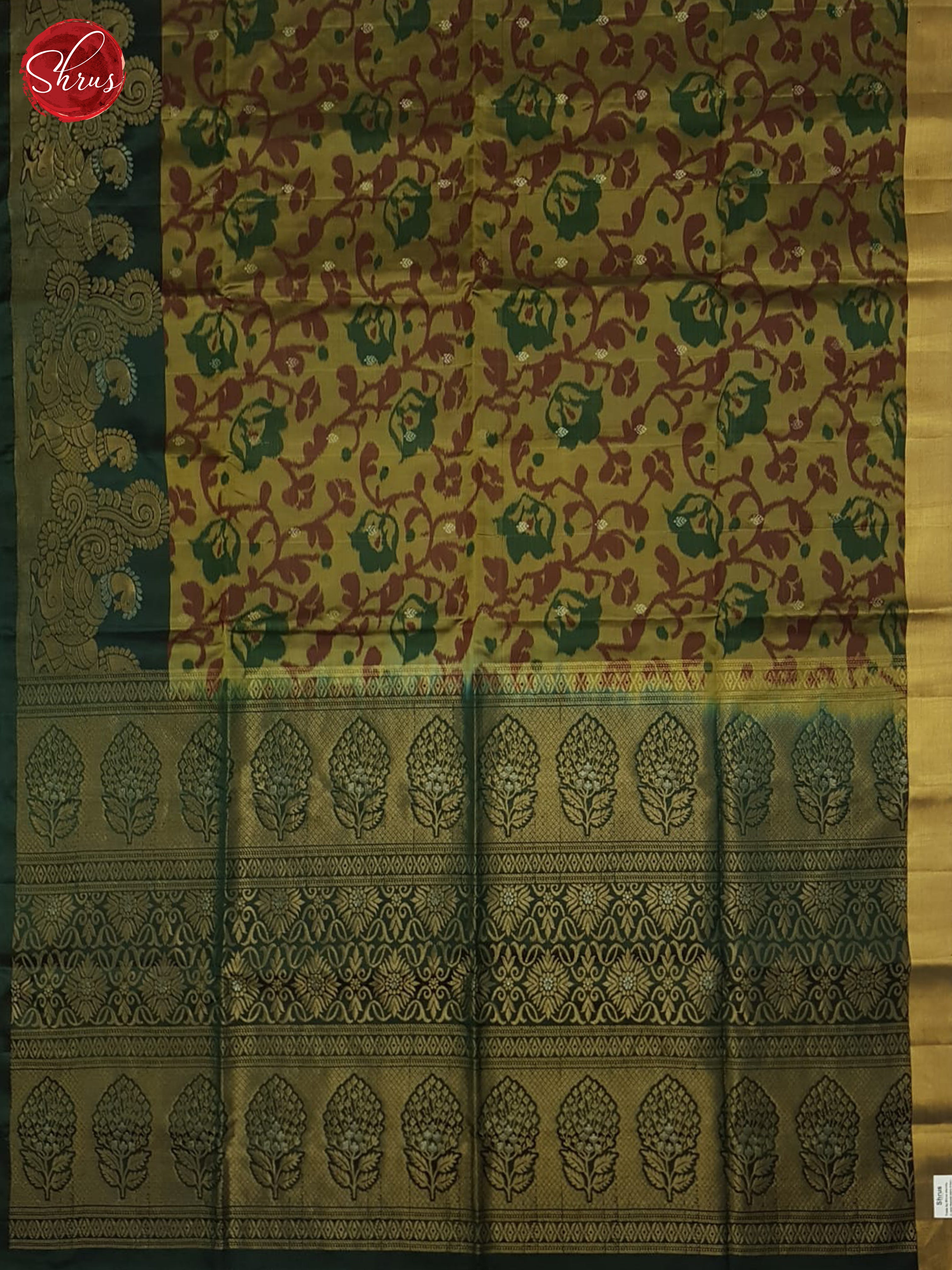 Dull Goldish Green And Bottle Green- Soft Silk Saree - Shop on ShrusEternity.com