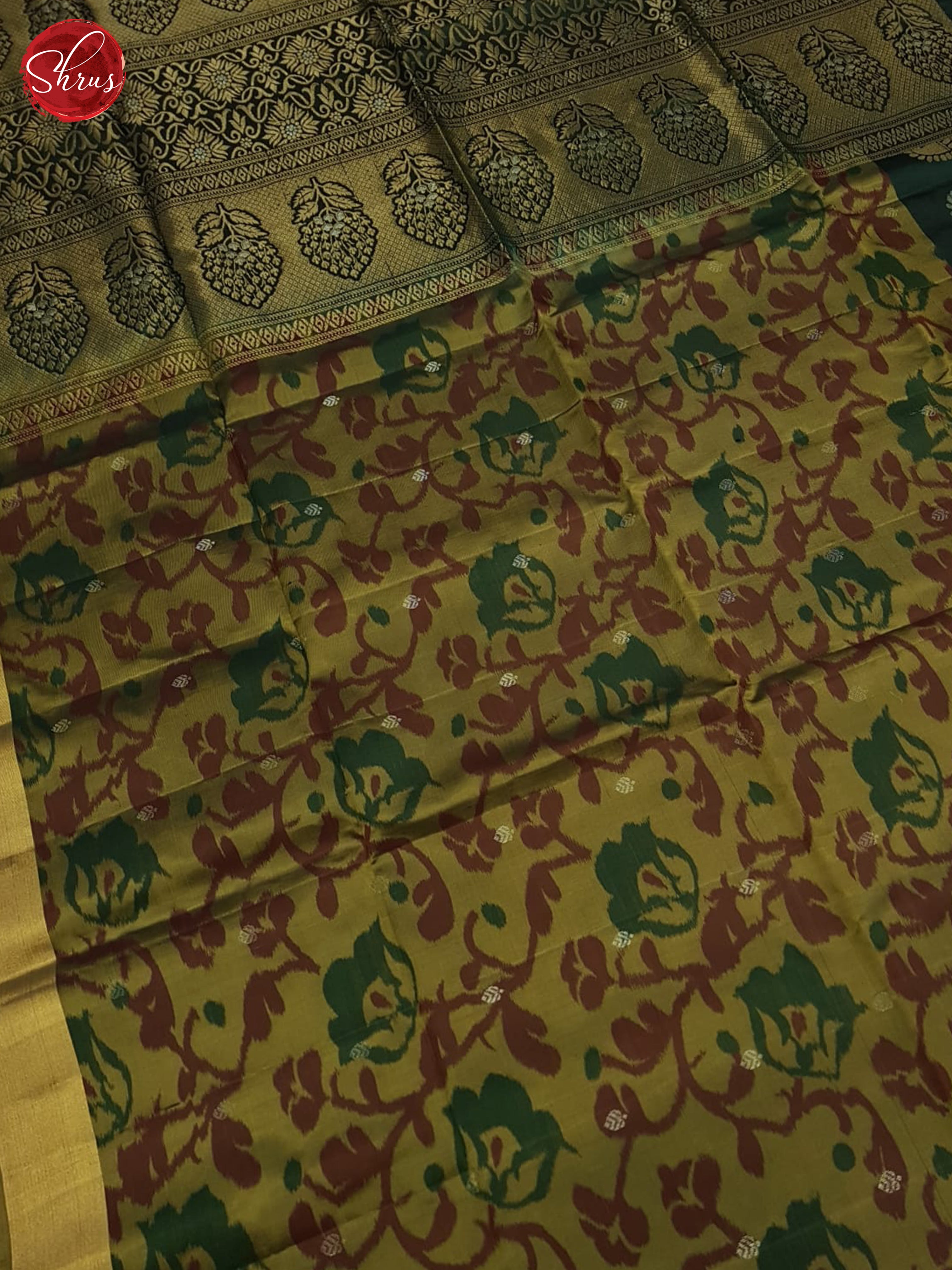 Dull Goldish Green And Bottle Green- Soft Silk Saree - Shop on ShrusEternity.com