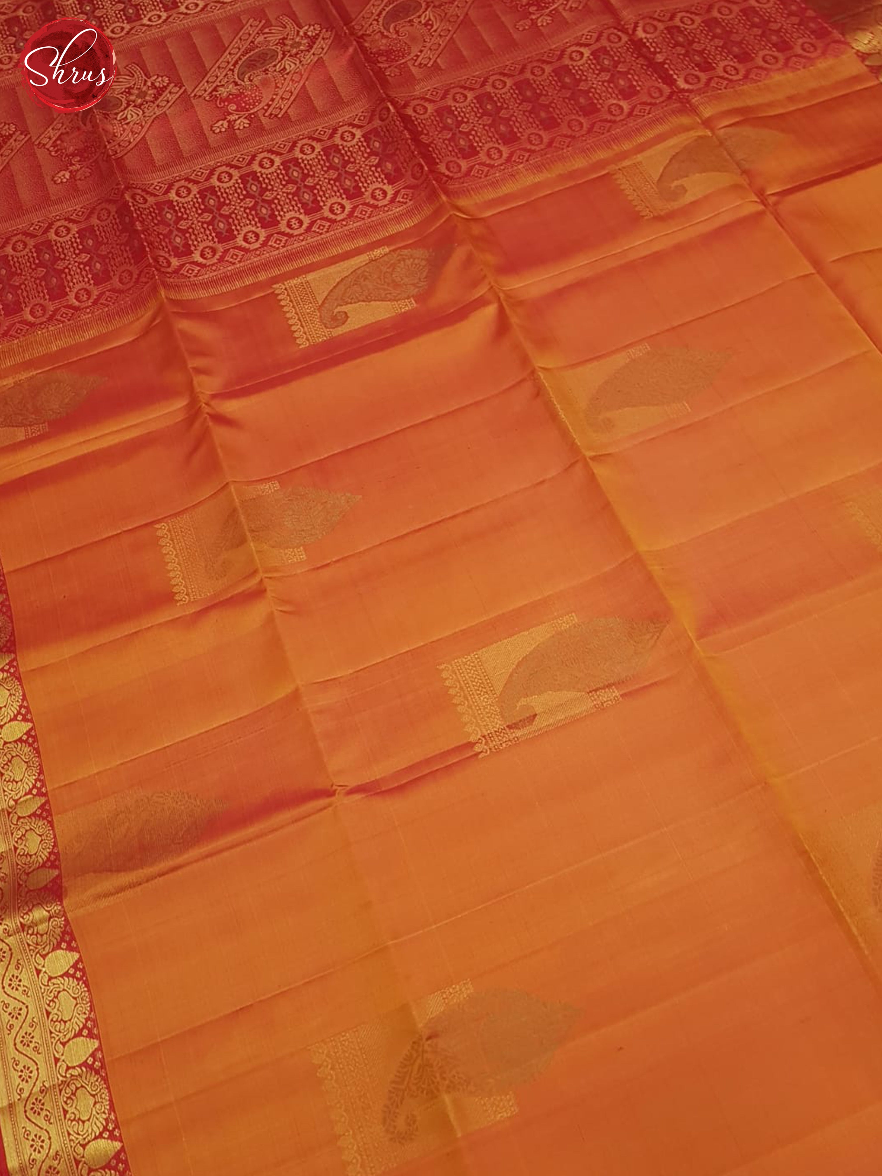 Orange & Red - Soft Silk Saree - Shop on ShrusEternity.com