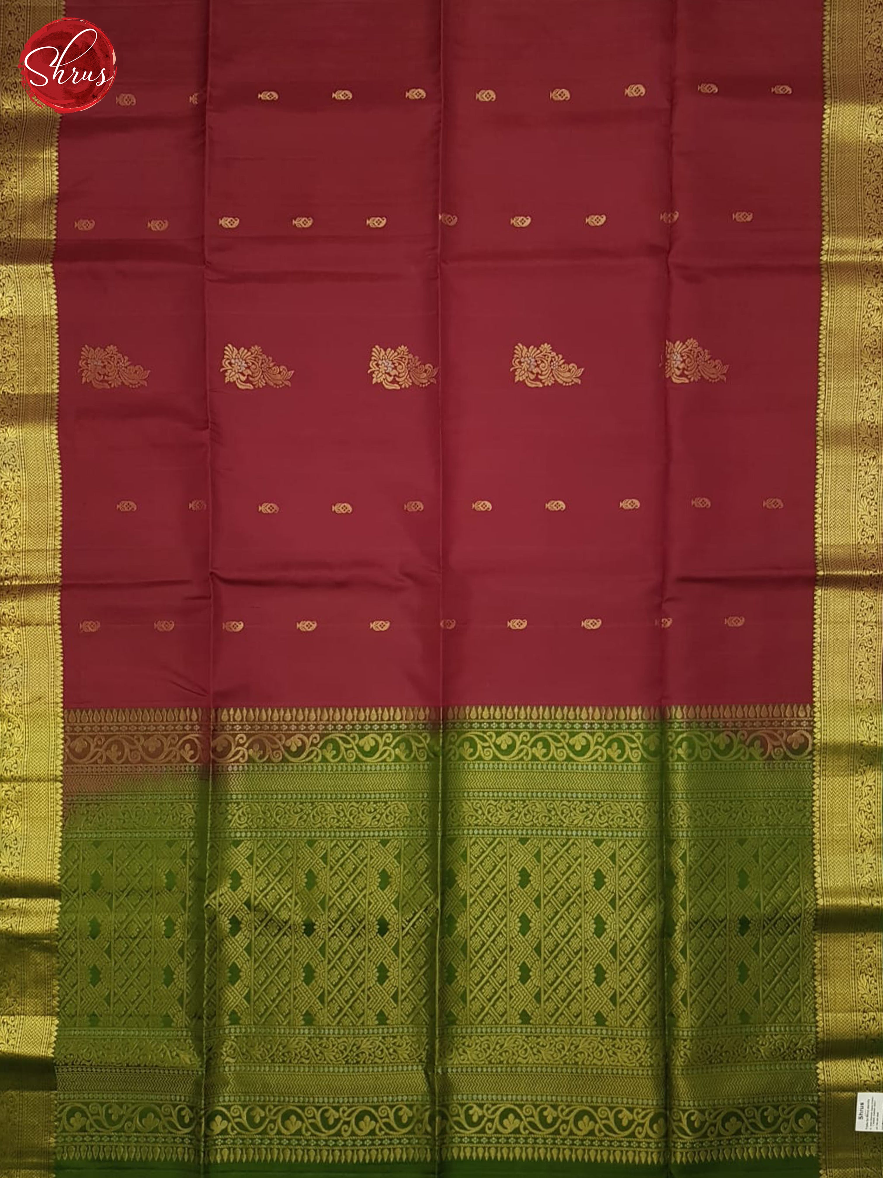 Maroon & Green - Soft Silk Saree - Shop on ShrusEternity.com