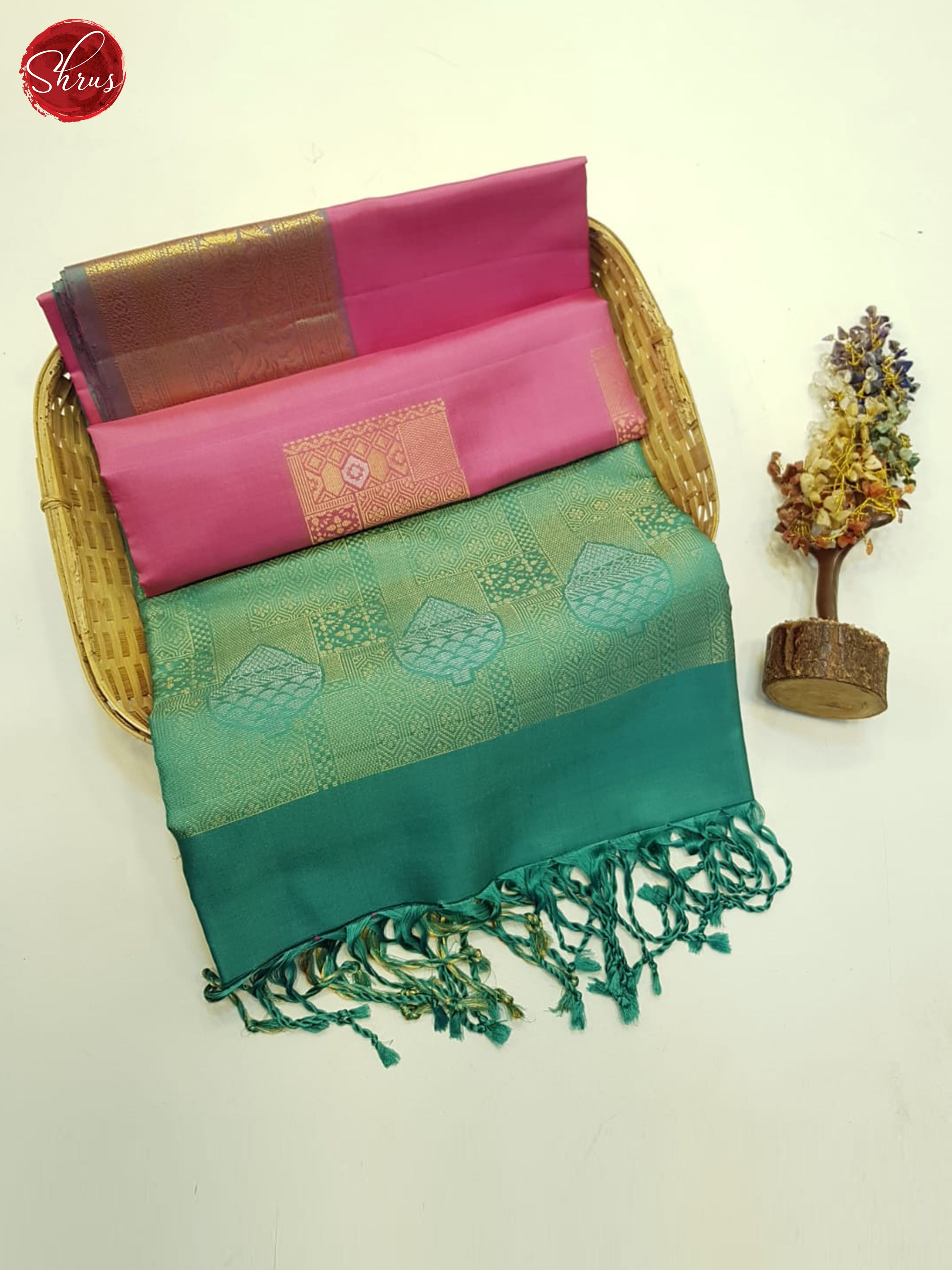 Pink And Green- Soft Silk Saree - Shop on ShrusEternity.com