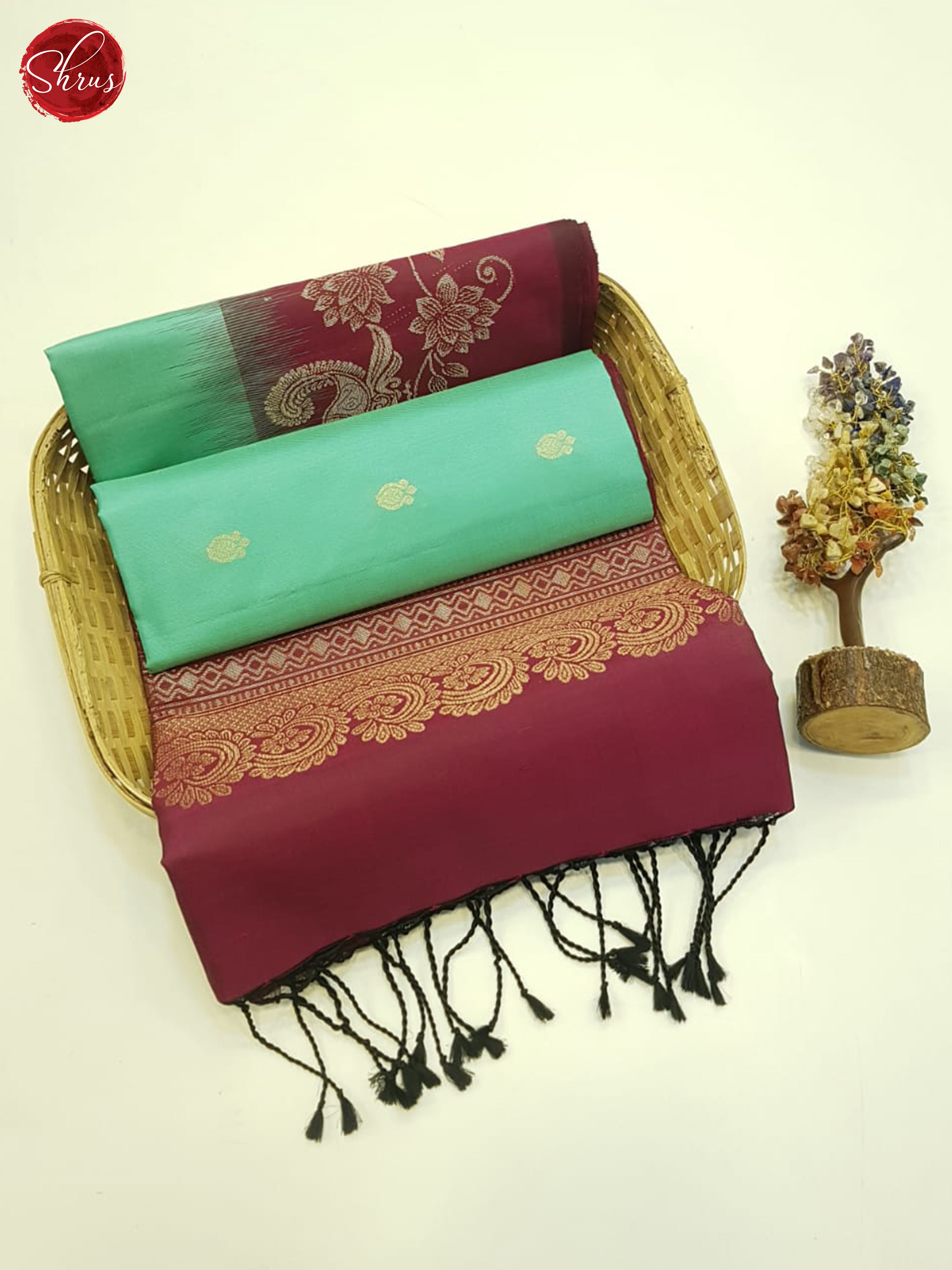 Green & Maroon - Soft Silk Saree - Shop on ShrusEternity.com