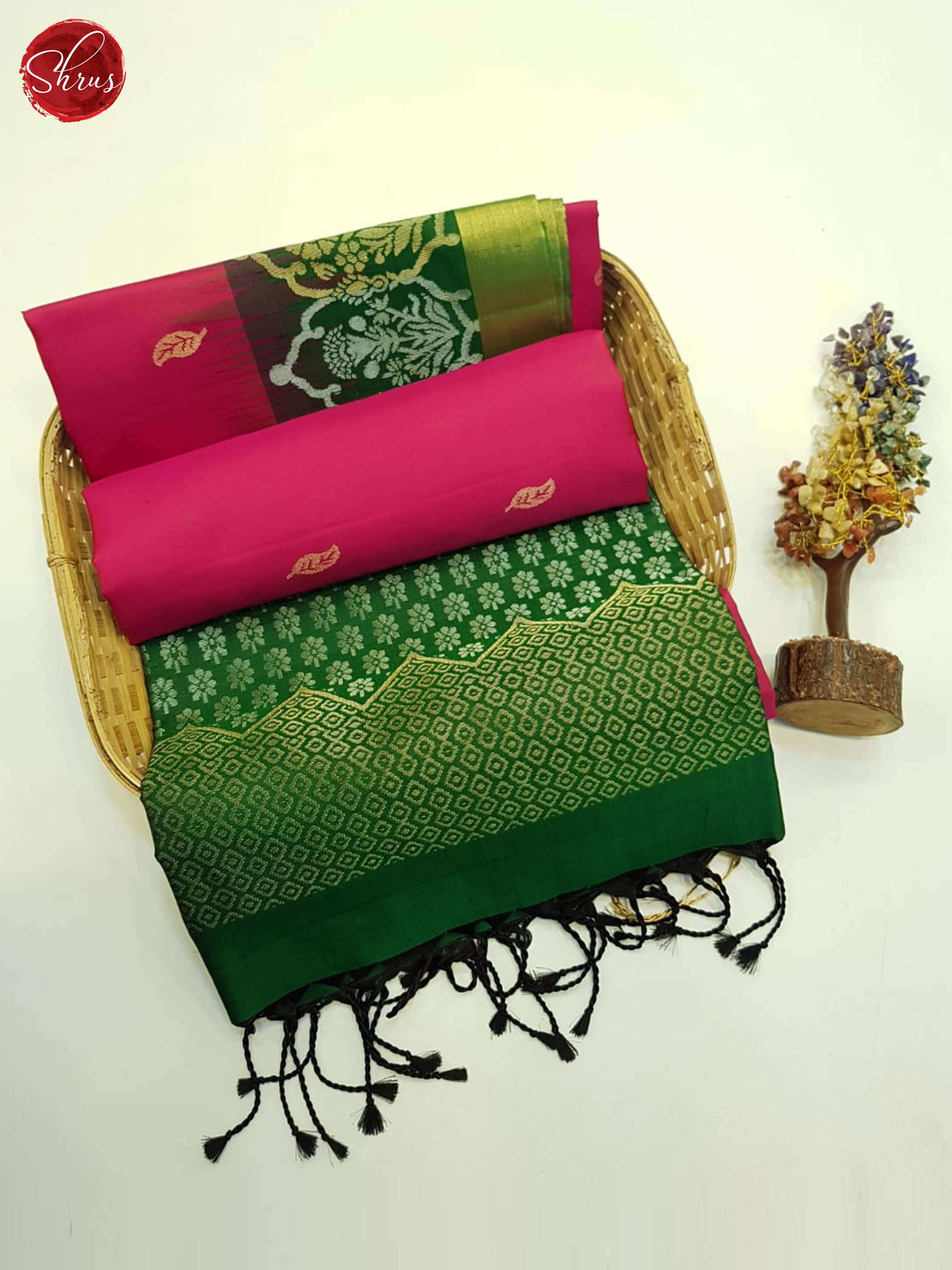 Pink And Green-soft Silk Saree - Shop on ShrusEternity.com