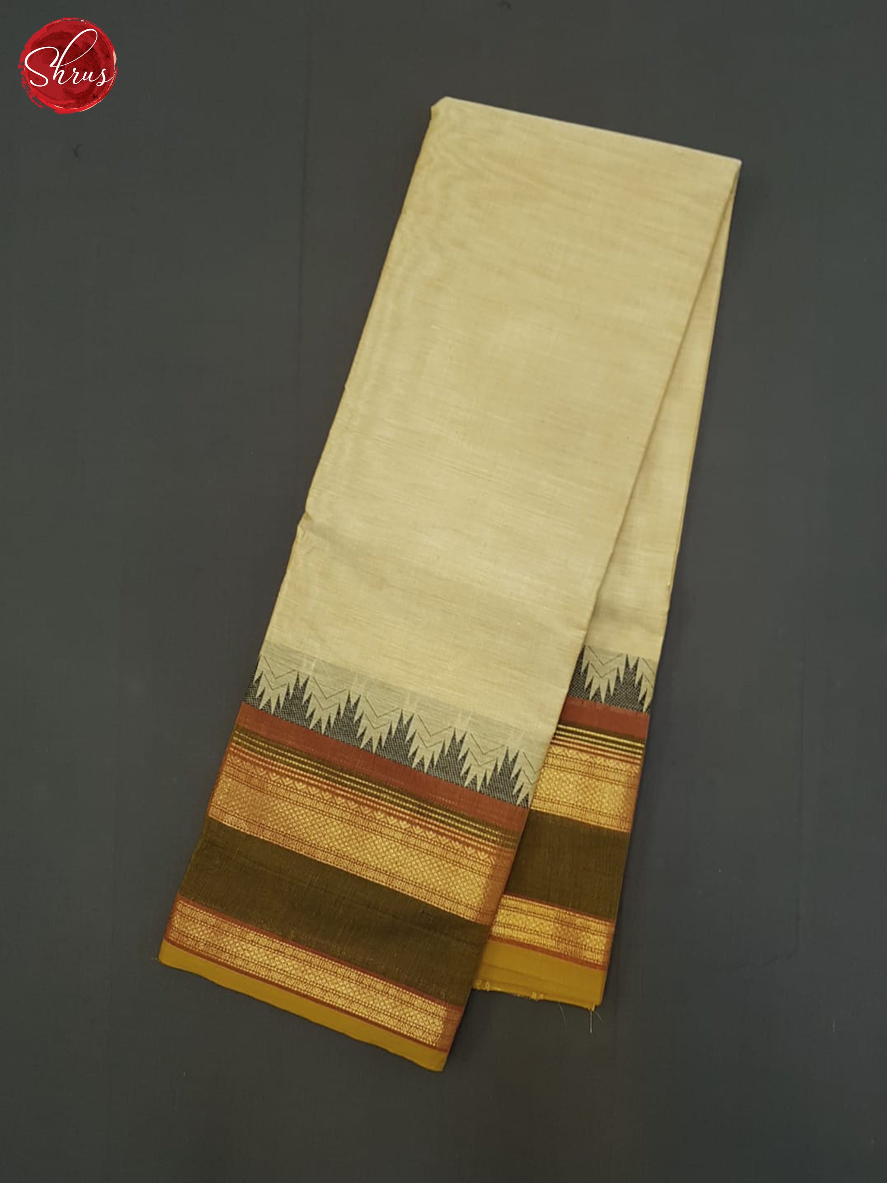 Beige And Brown- Chettinad Cotton Saree - Shop on ShrusEternity.com