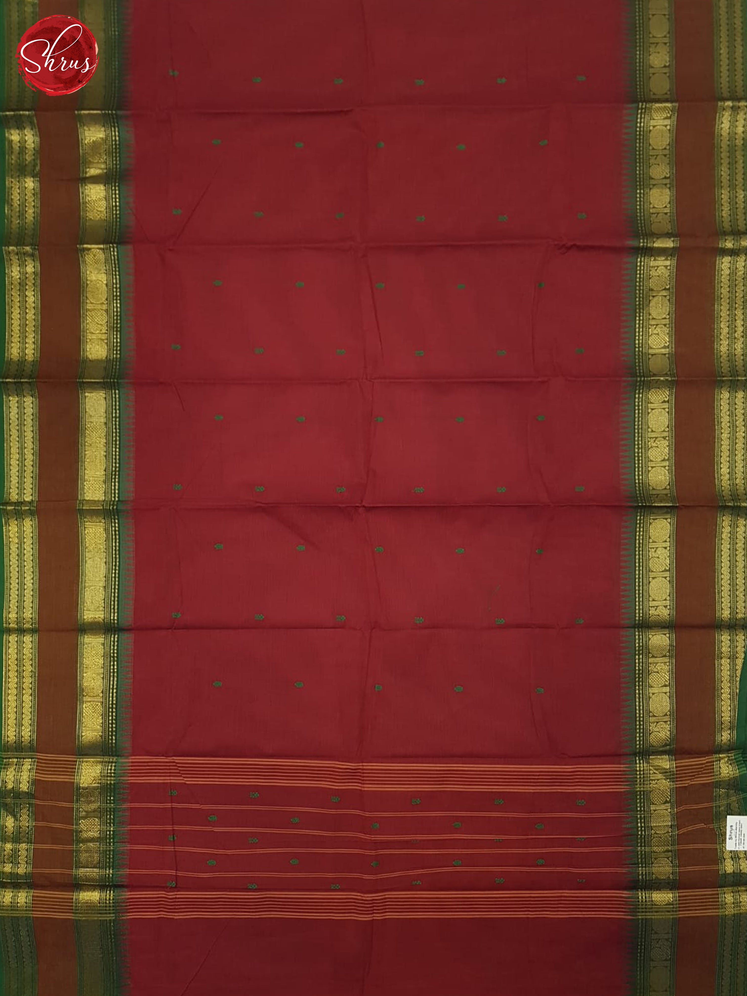Red And Green- Chettinad Cotton saree - Shop on ShrusEternity.com