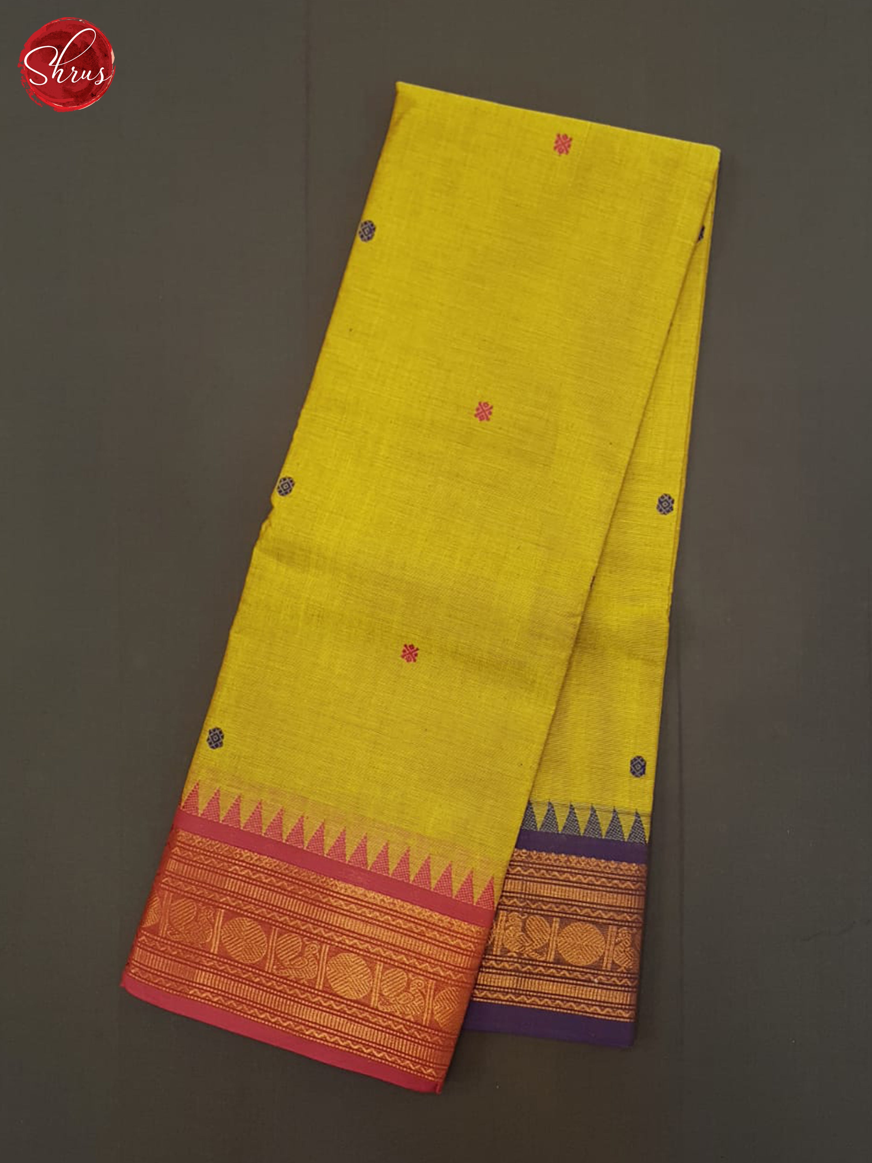 Mustard And Pink- Chettinad Cotton Saree - Shop on ShrusEternity.com