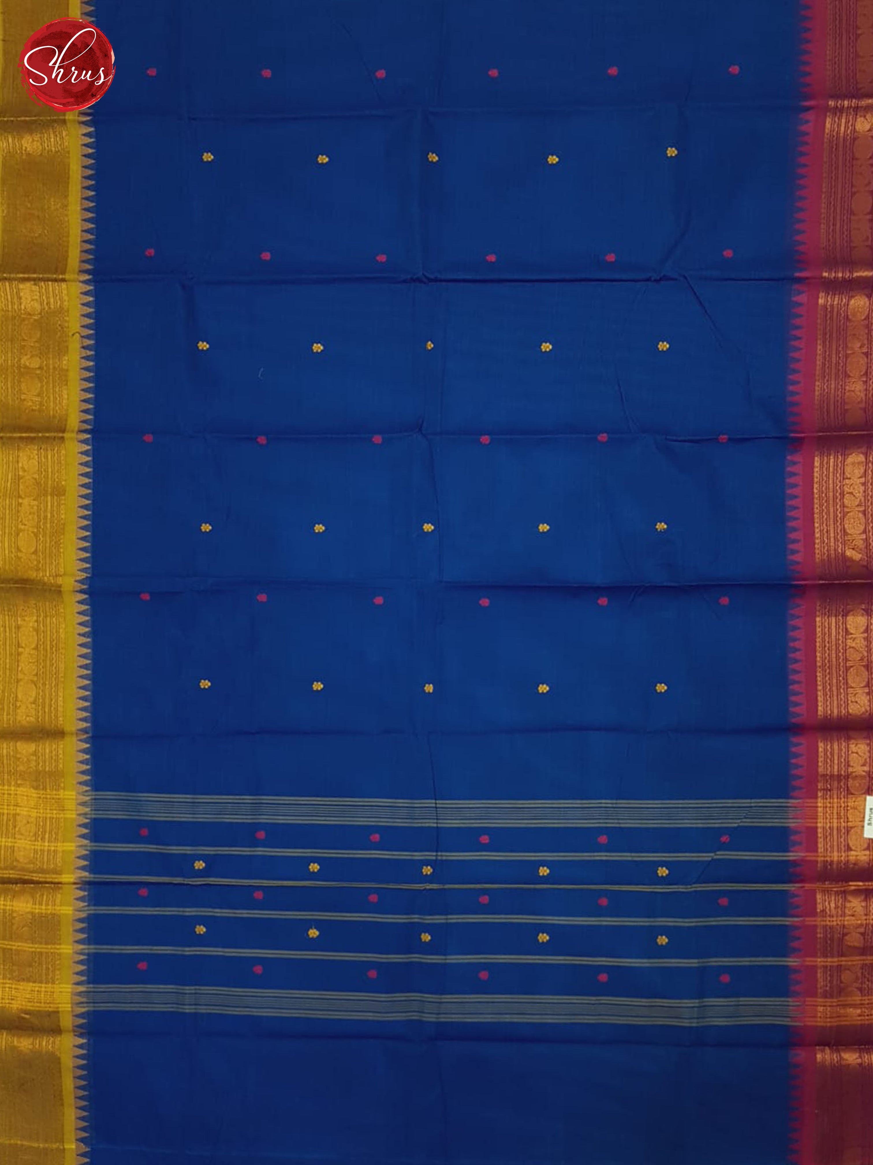 Blue And Mustard- Chettinad Cotton saree - Shop on ShrusEternity.com
