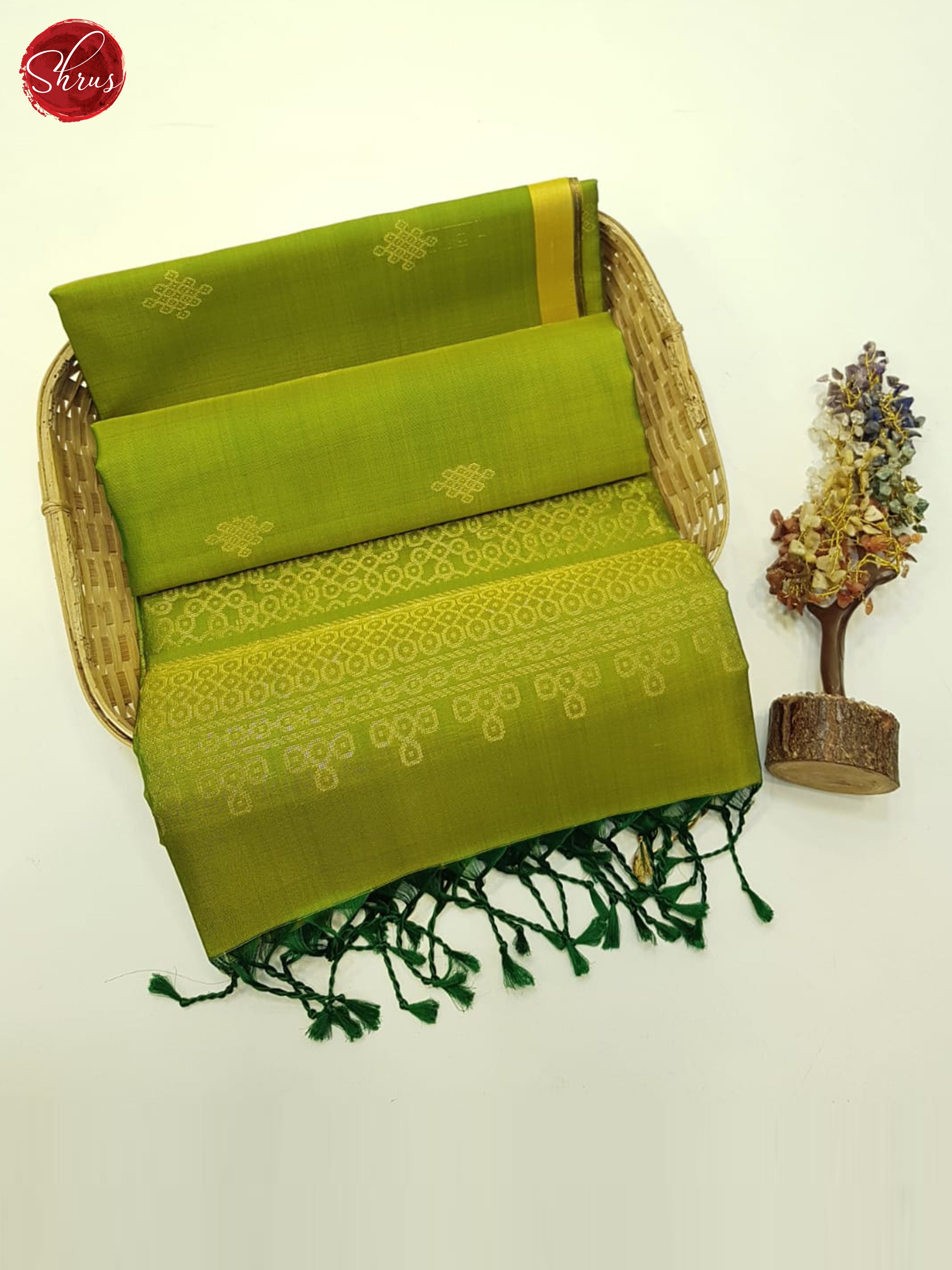Green(Single Tone)- Soft Silk Saree - Shop on ShrusEternity.com