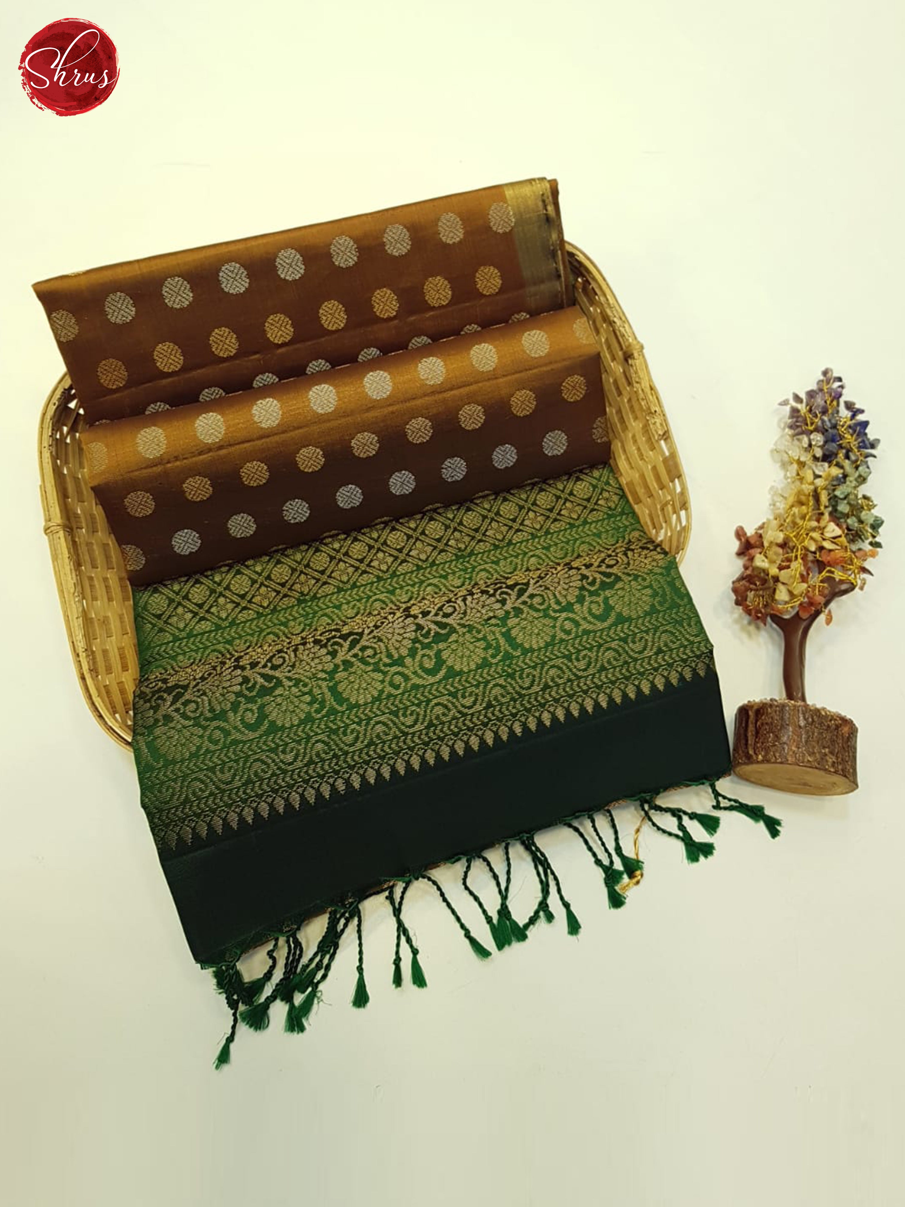 Golden Honey And Green- Soft Silk Saree - Shop on ShrusEternity.com