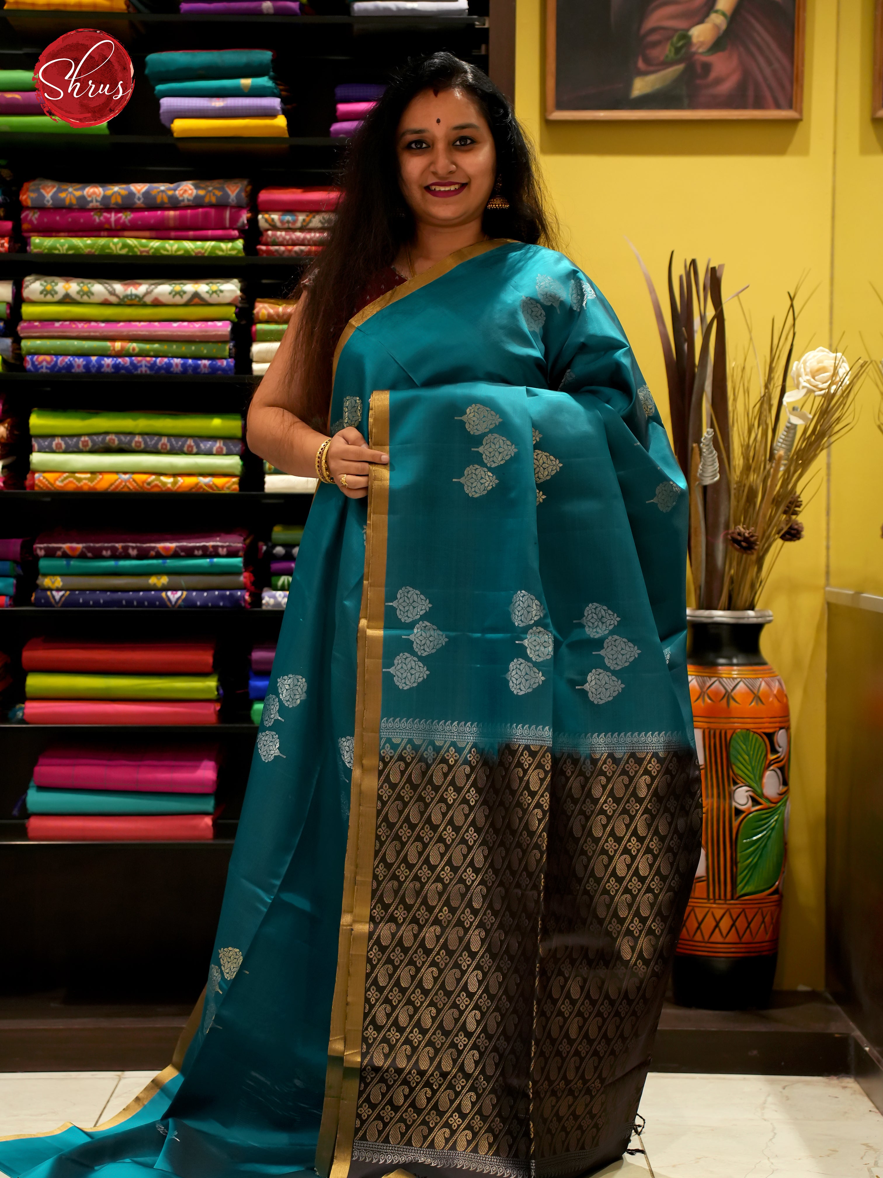 Blue And Black- SOft Silk Saree - Shop on ShrusEternity.com
