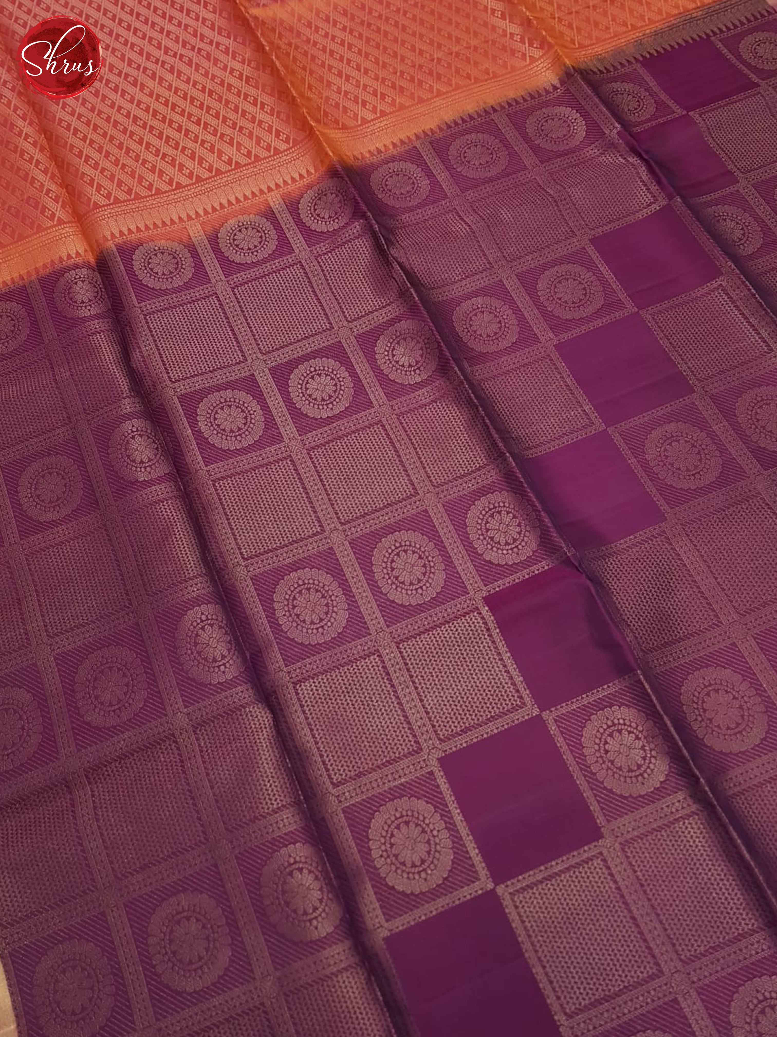 Wine And Orangish Pink- Soft Silk Saree - Shop on ShrusEternity.com