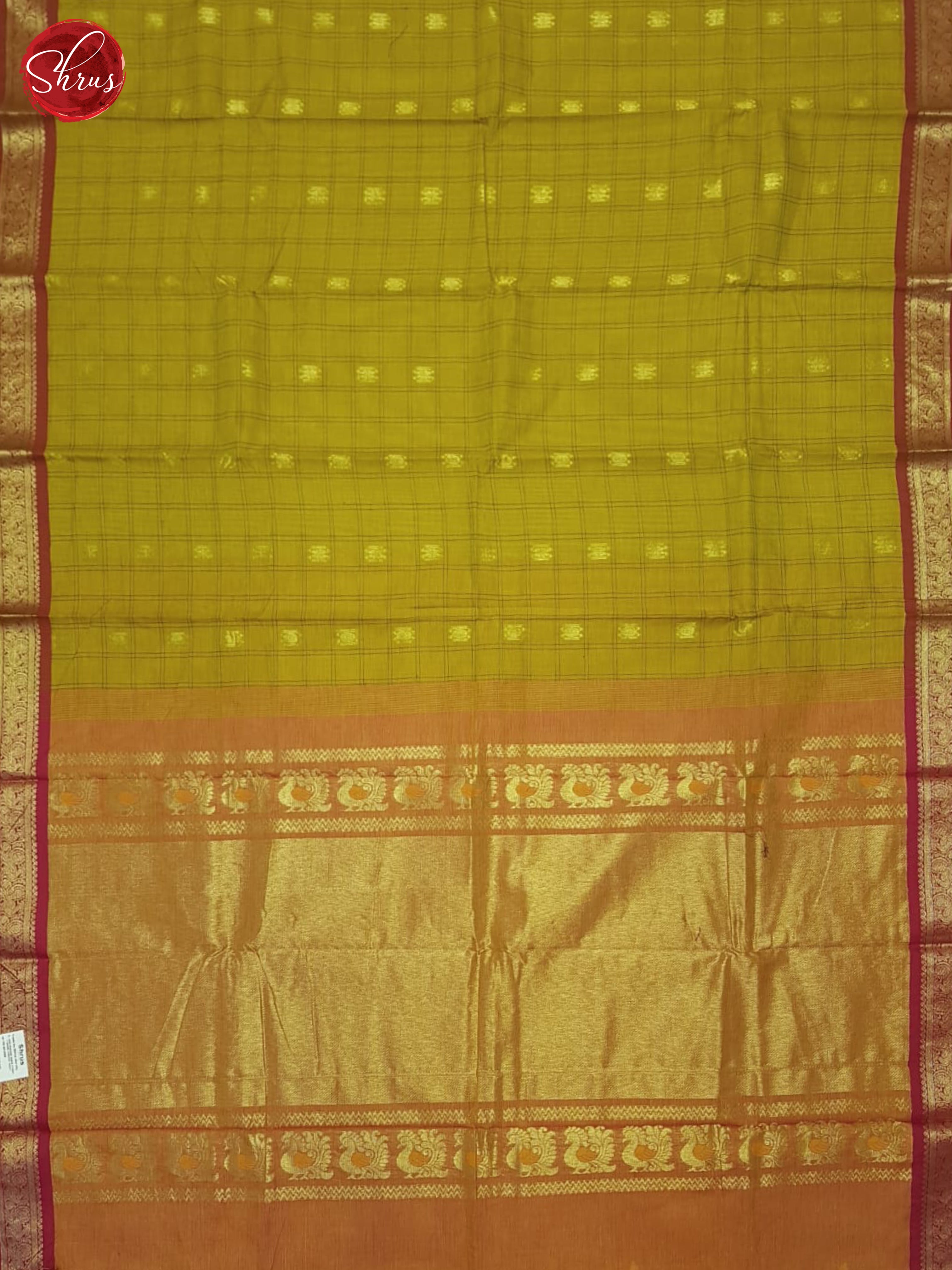 Green And Orange- Kanchi Cotton Saree - Shop on ShrusEternity.com