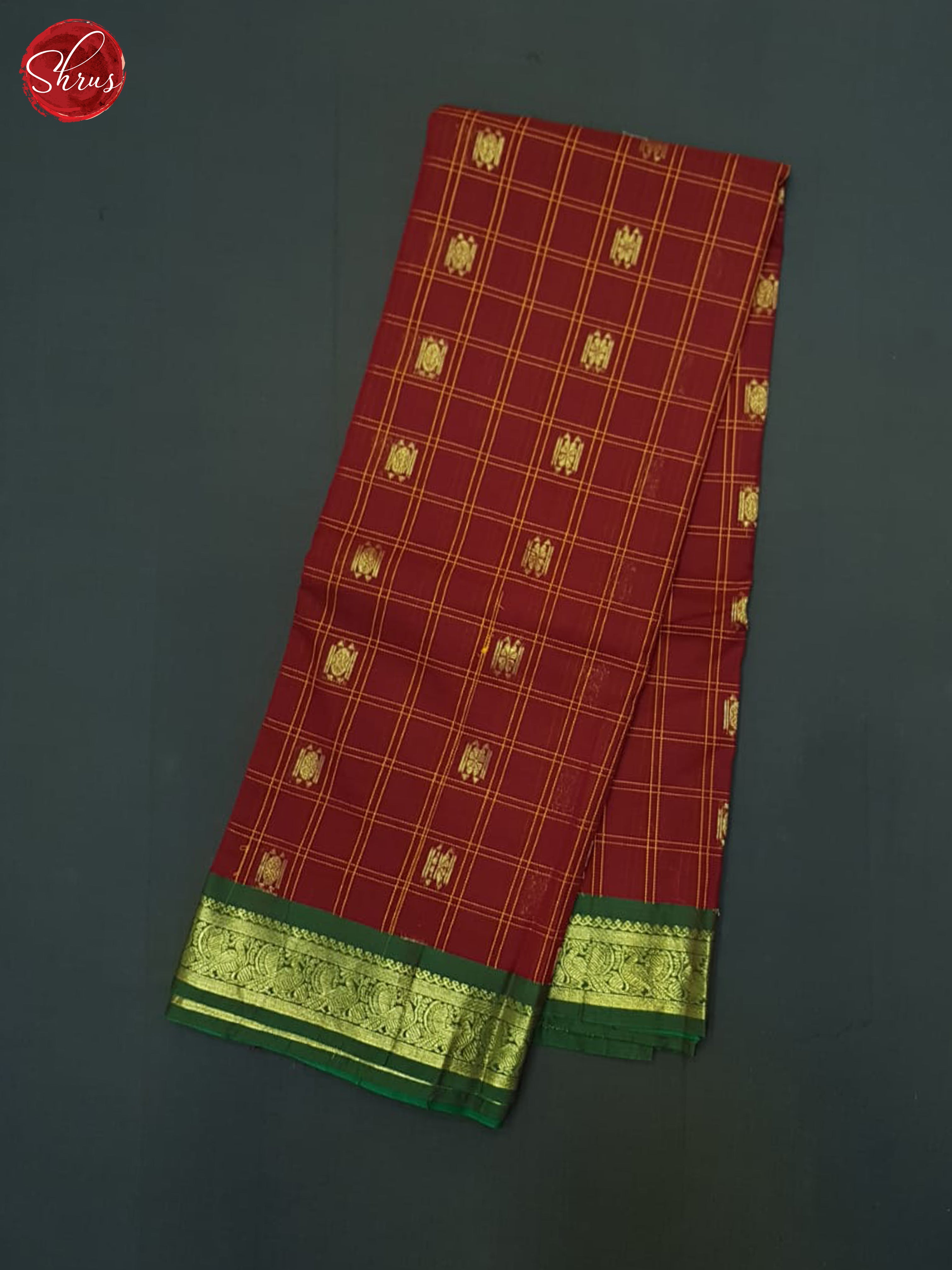 Red And Green- Kanchi Cotton Saree - Shop on ShrusEternity.com