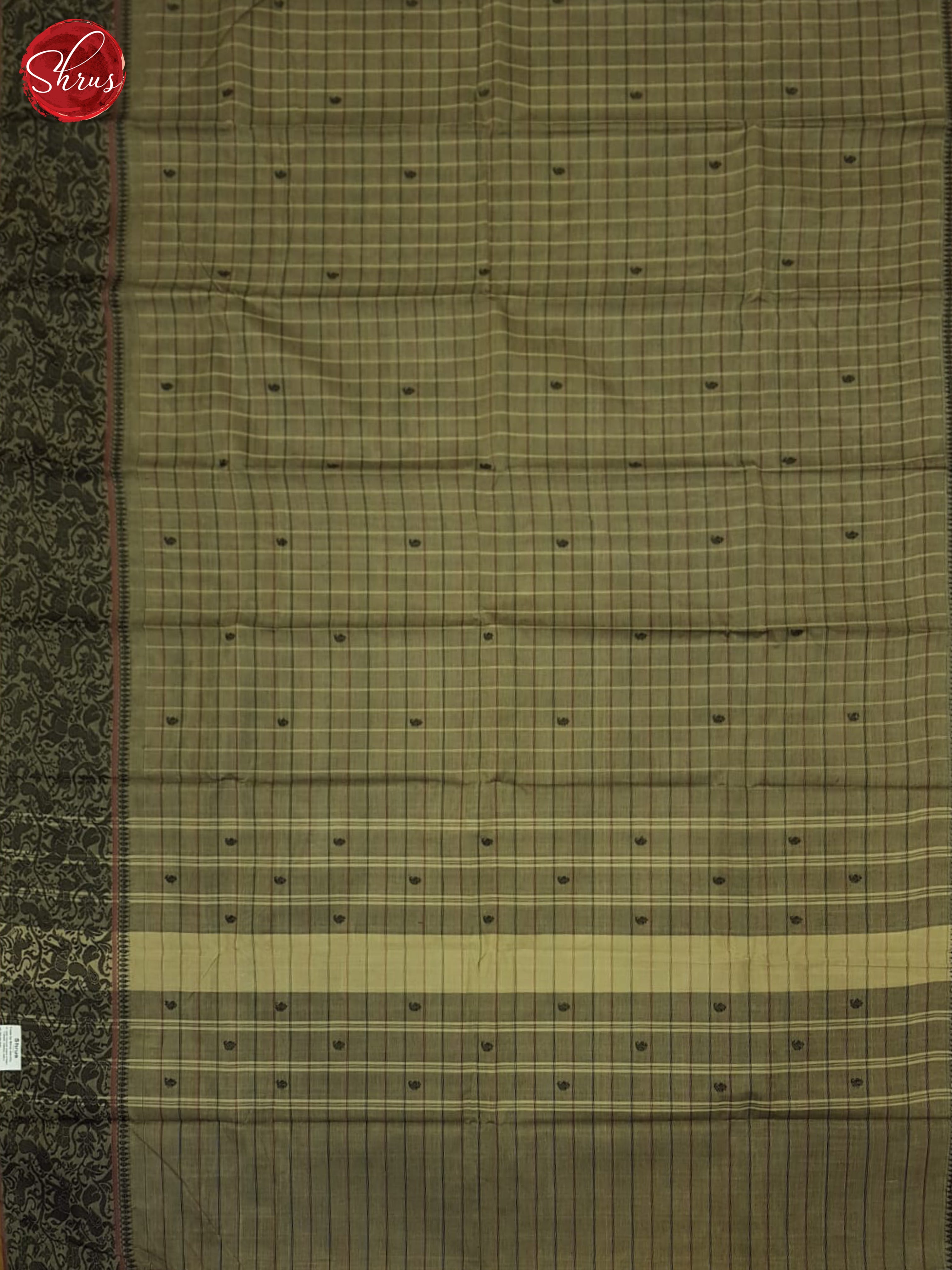 Greenish Grey & Brown- Chettinad Cotton Saree - Shop on ShrusEternity.com