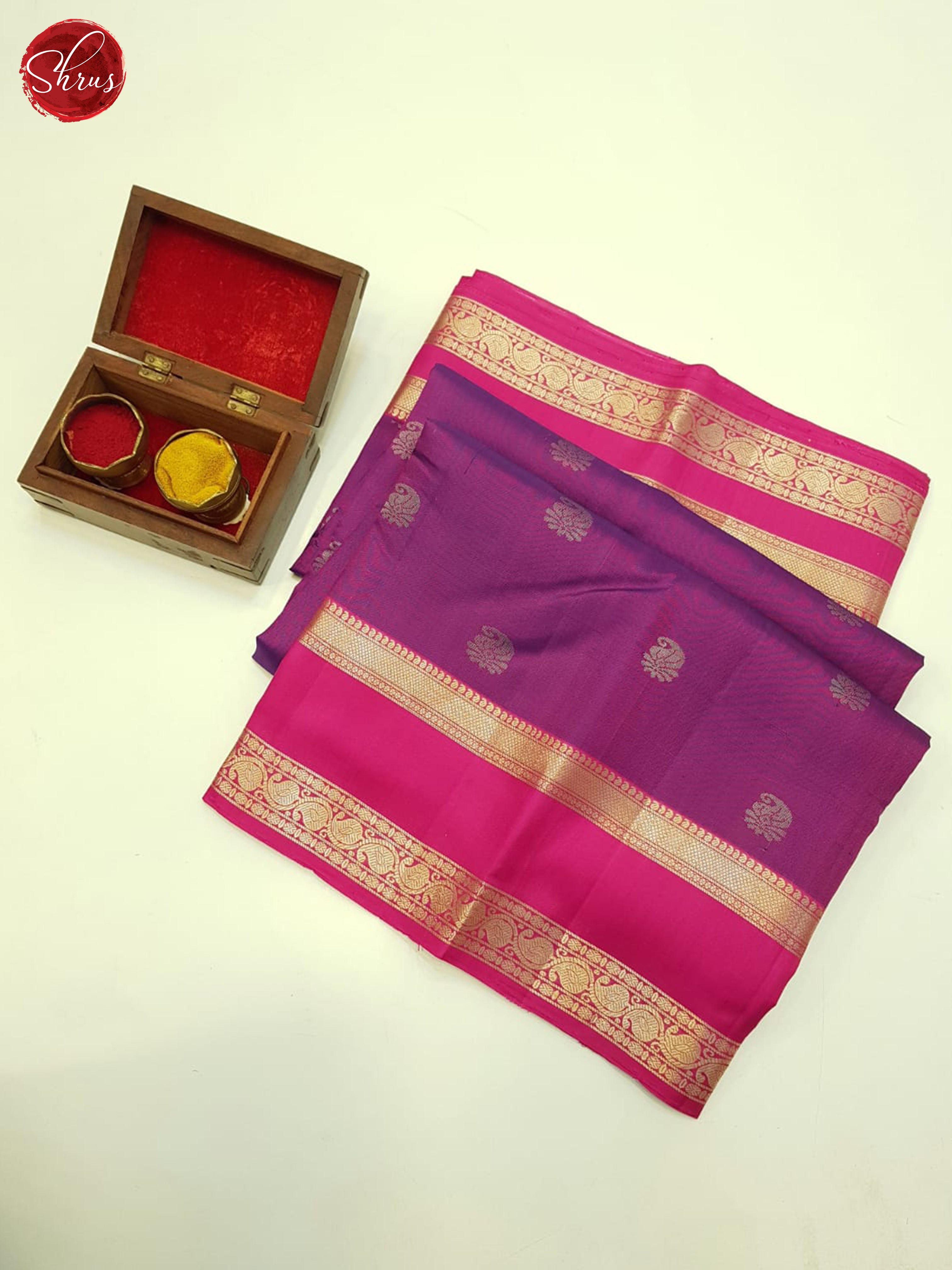 Purple & Pink - Soft Silk Saree - Shop on ShrusEternity.com