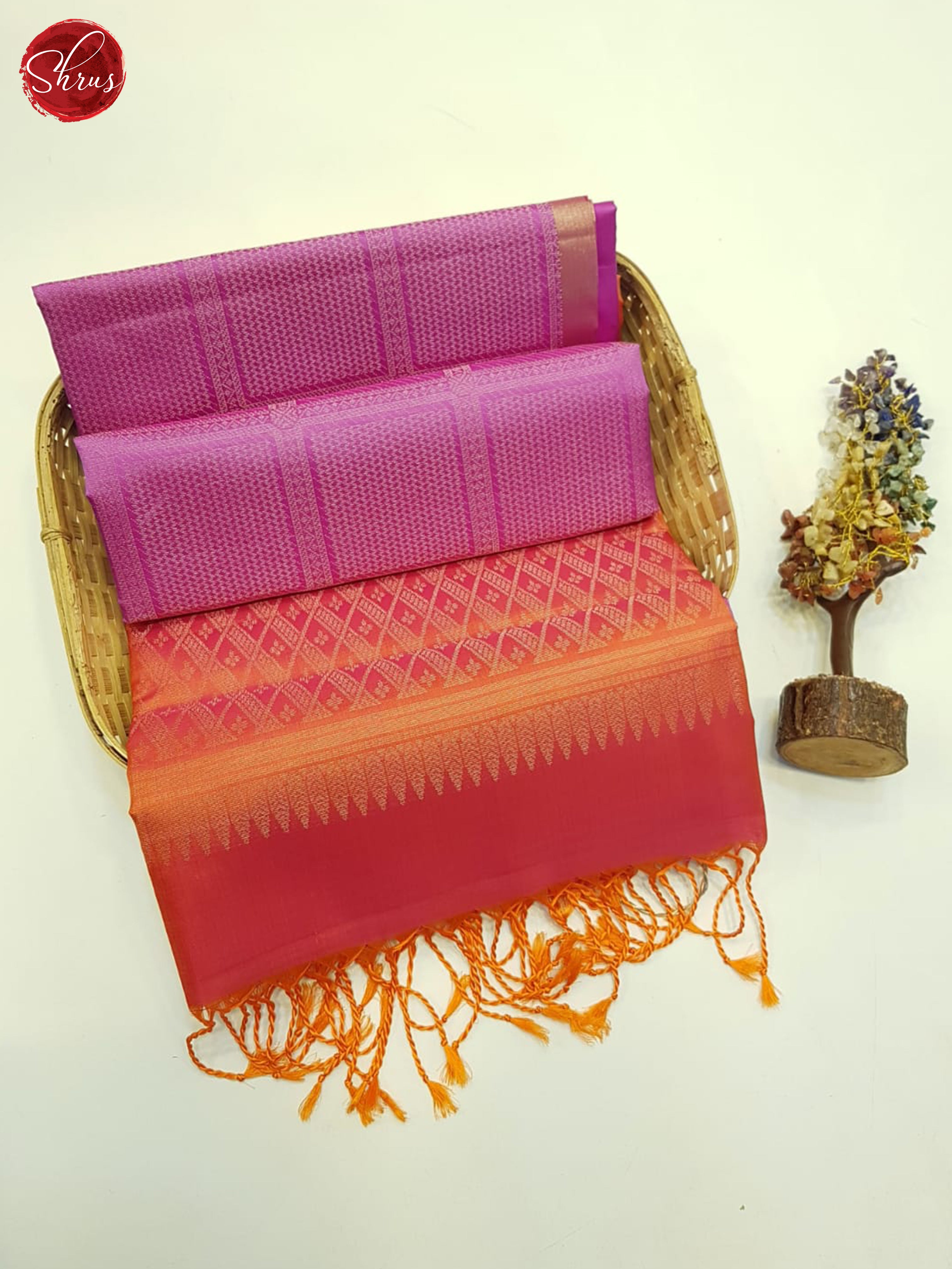Pink And Orange - Soft Silk Saree - Shop on ShrusEternity.com