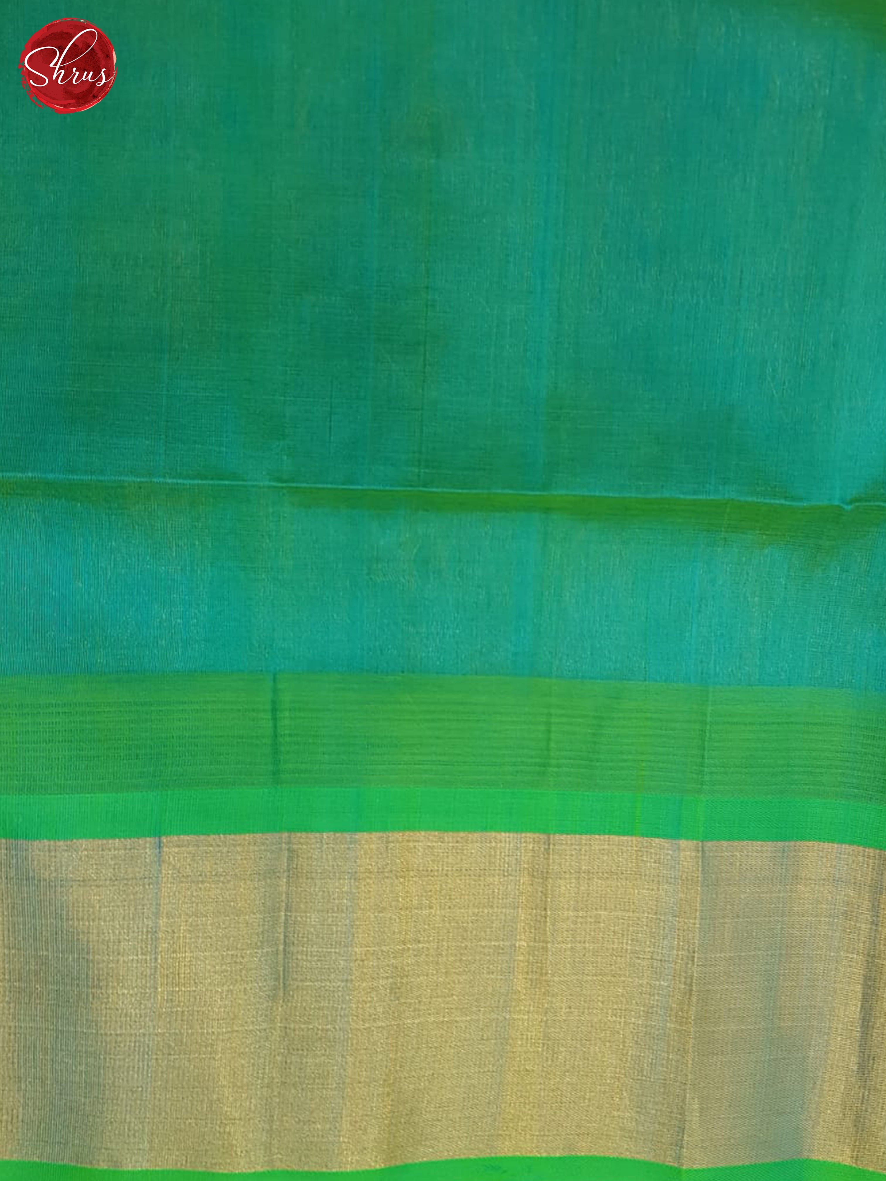 Cream And Teal Blue- Silk Cotton Saree - Shop on ShrusEternity.com