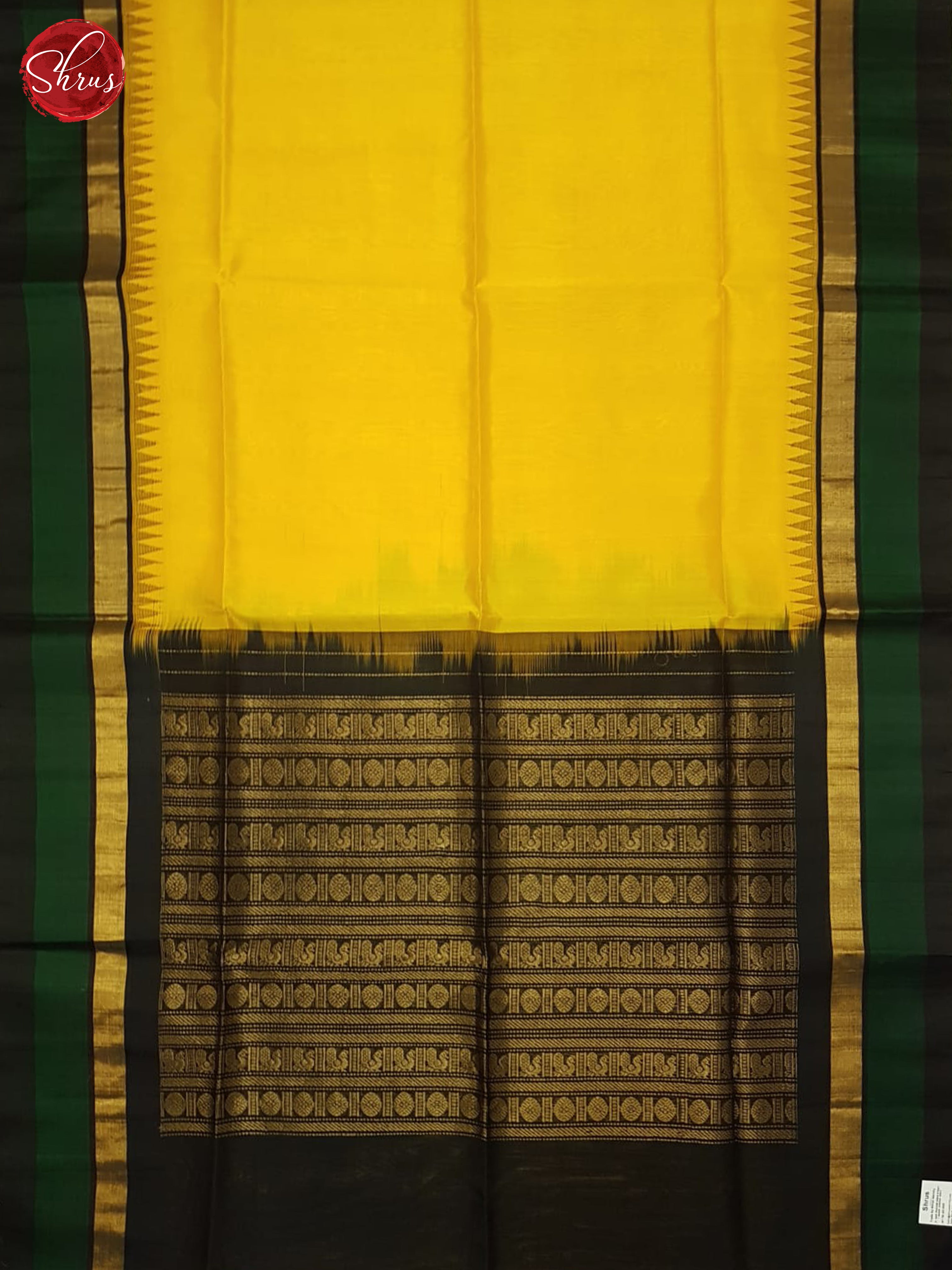 Yellow And Black- Silk Cotton Saree - Shop on ShrusEternity.com