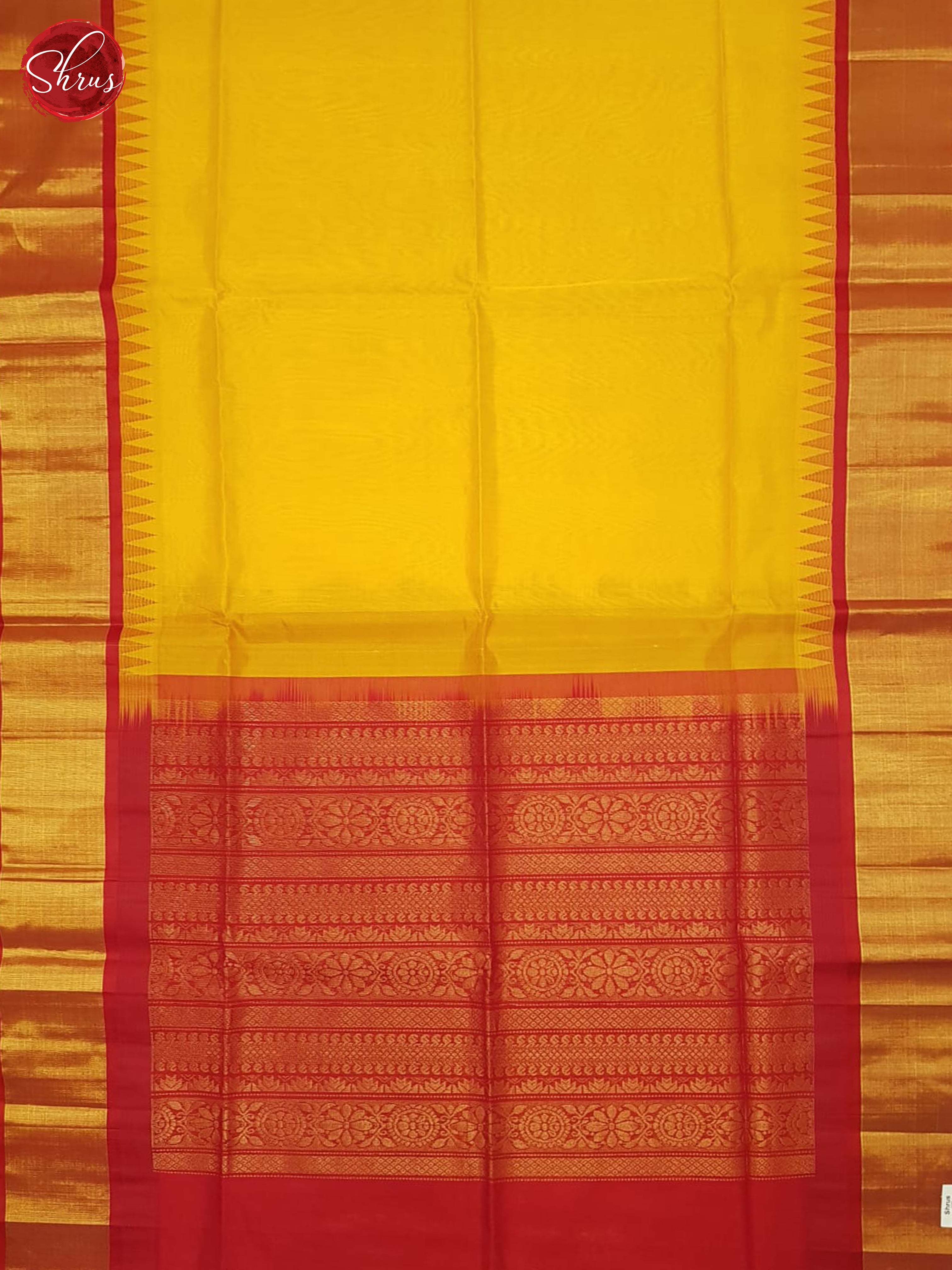 Yellow And Red- Silk Cotton Saree - Shop on ShrusEternity.com