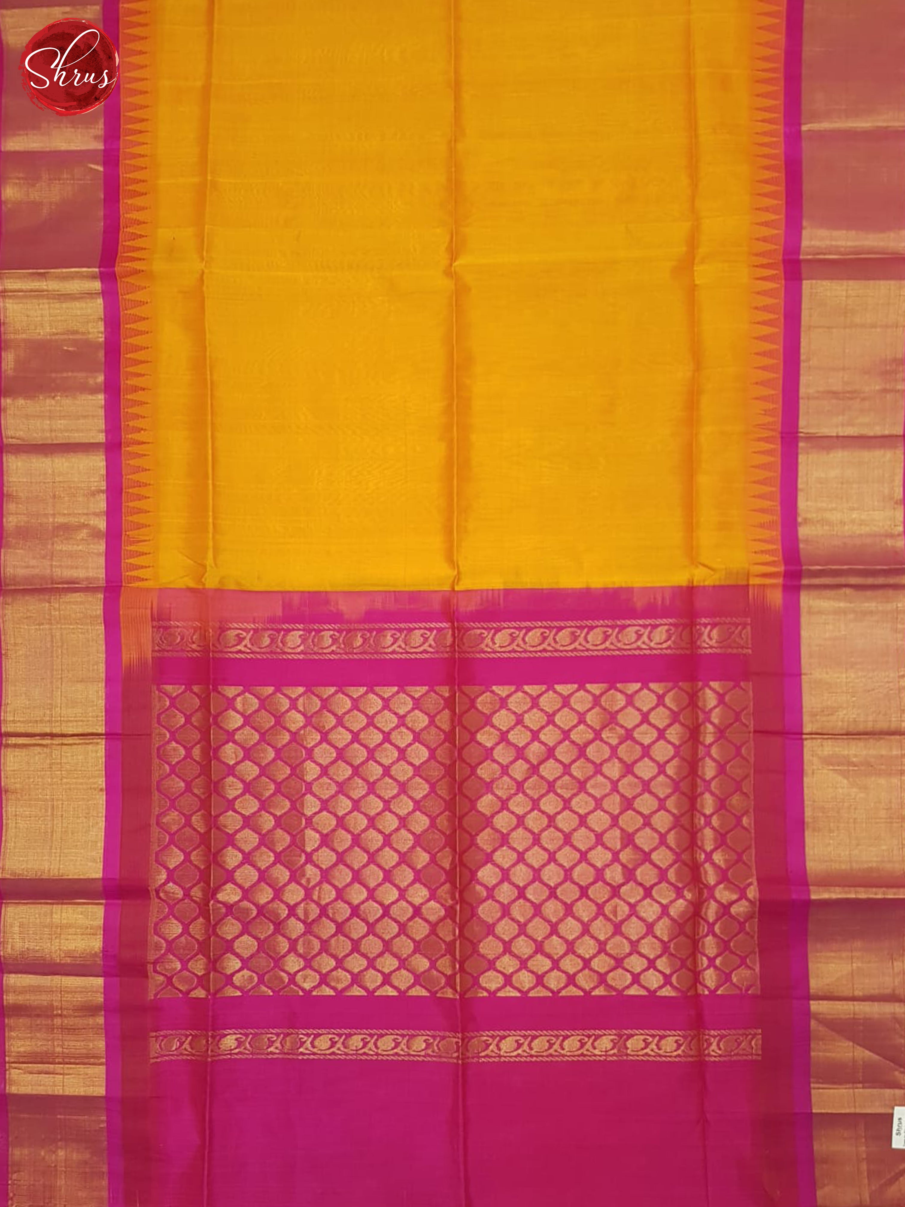 Orange And Pink- Silk Cotton Saree - Shop on ShrusEternity.com