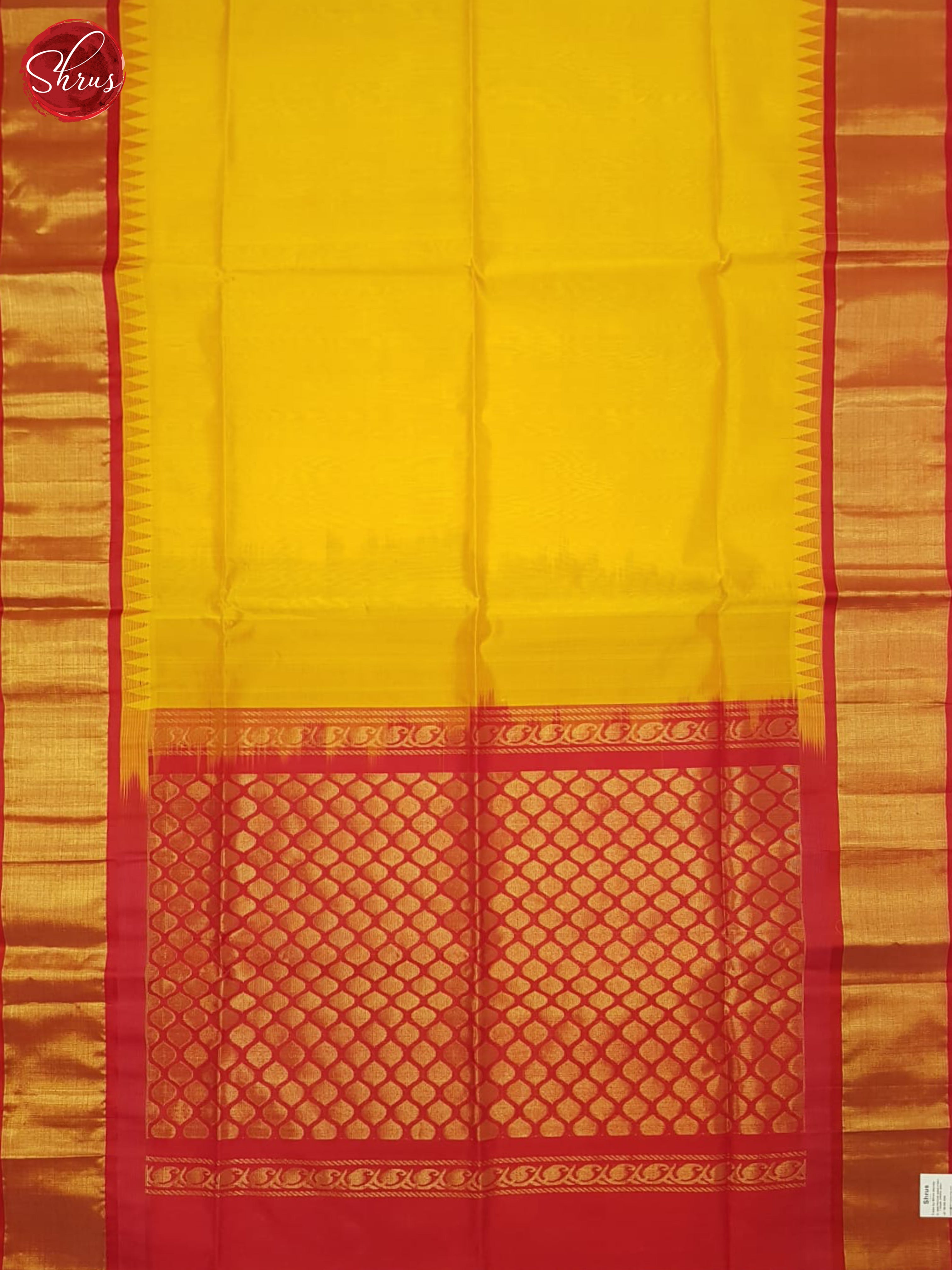 Yellow And Red- Silk Cotton saree - Shop on ShrusEternity.com