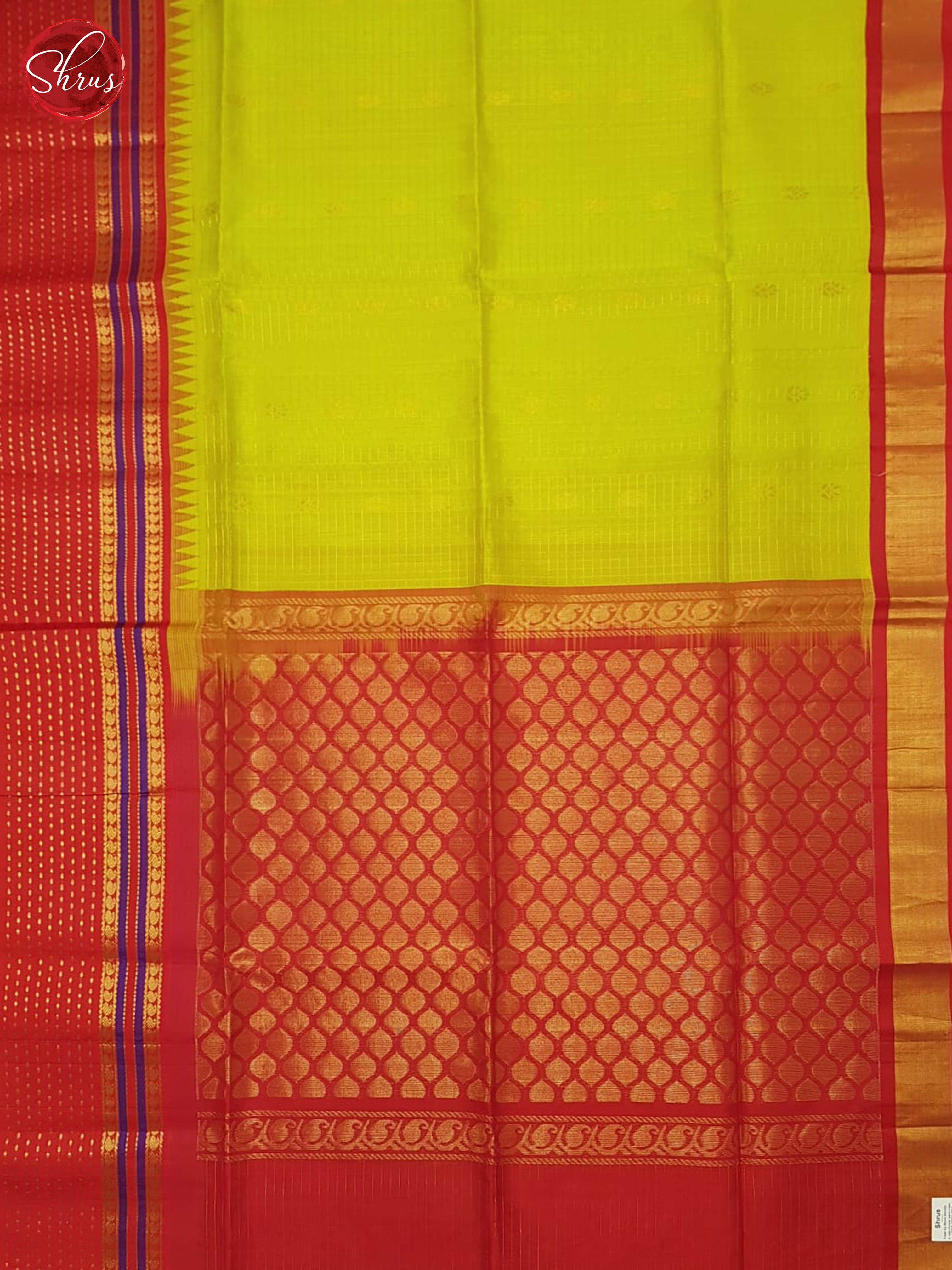 Green And Red- Silk Cotton Saree - Shop on ShrusEternity.com