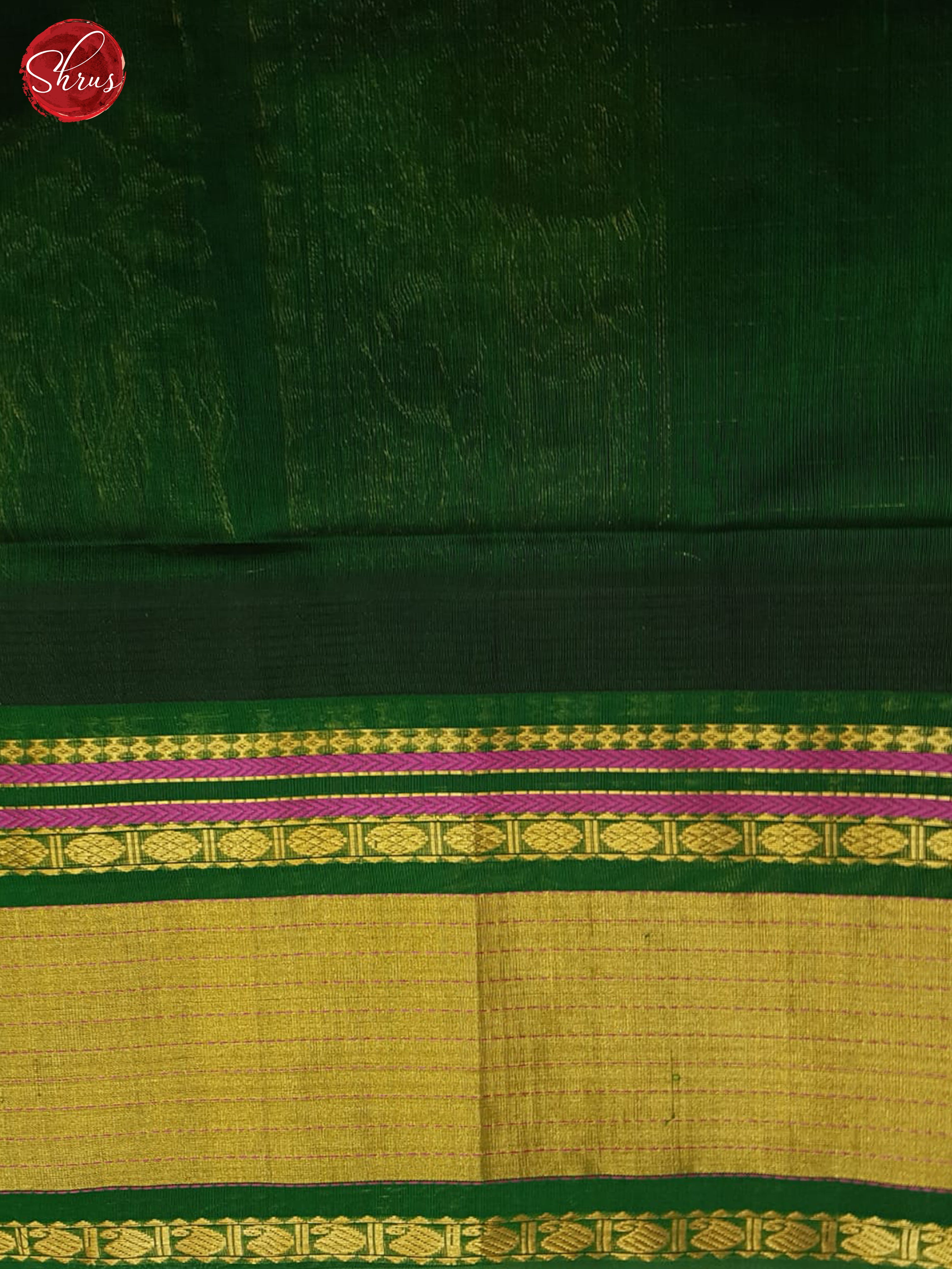 Cream And Green- Silk Cotton Saree - Shop on ShrusEternity.com