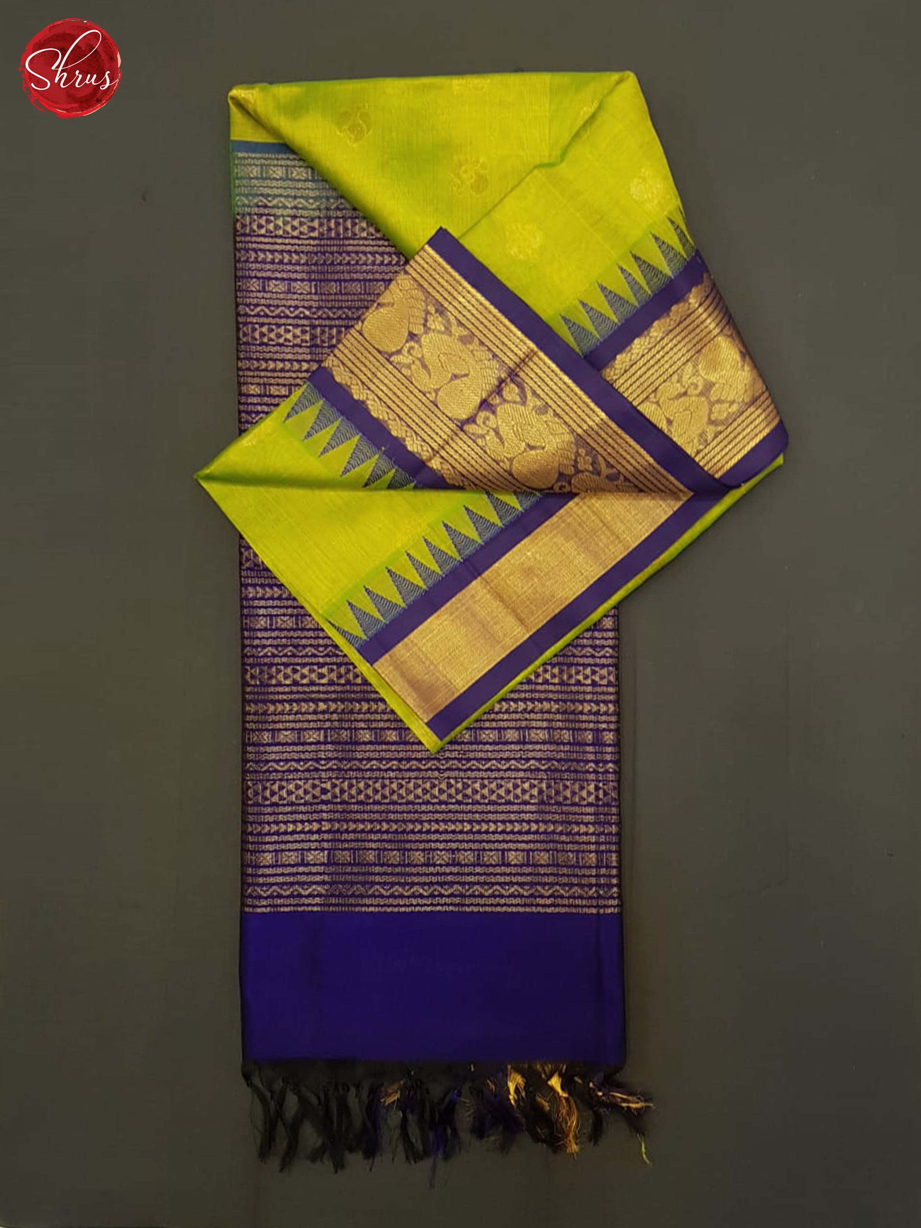 Green And Blue- Silk Cotton Saree - Shop on ShrusEternity.com