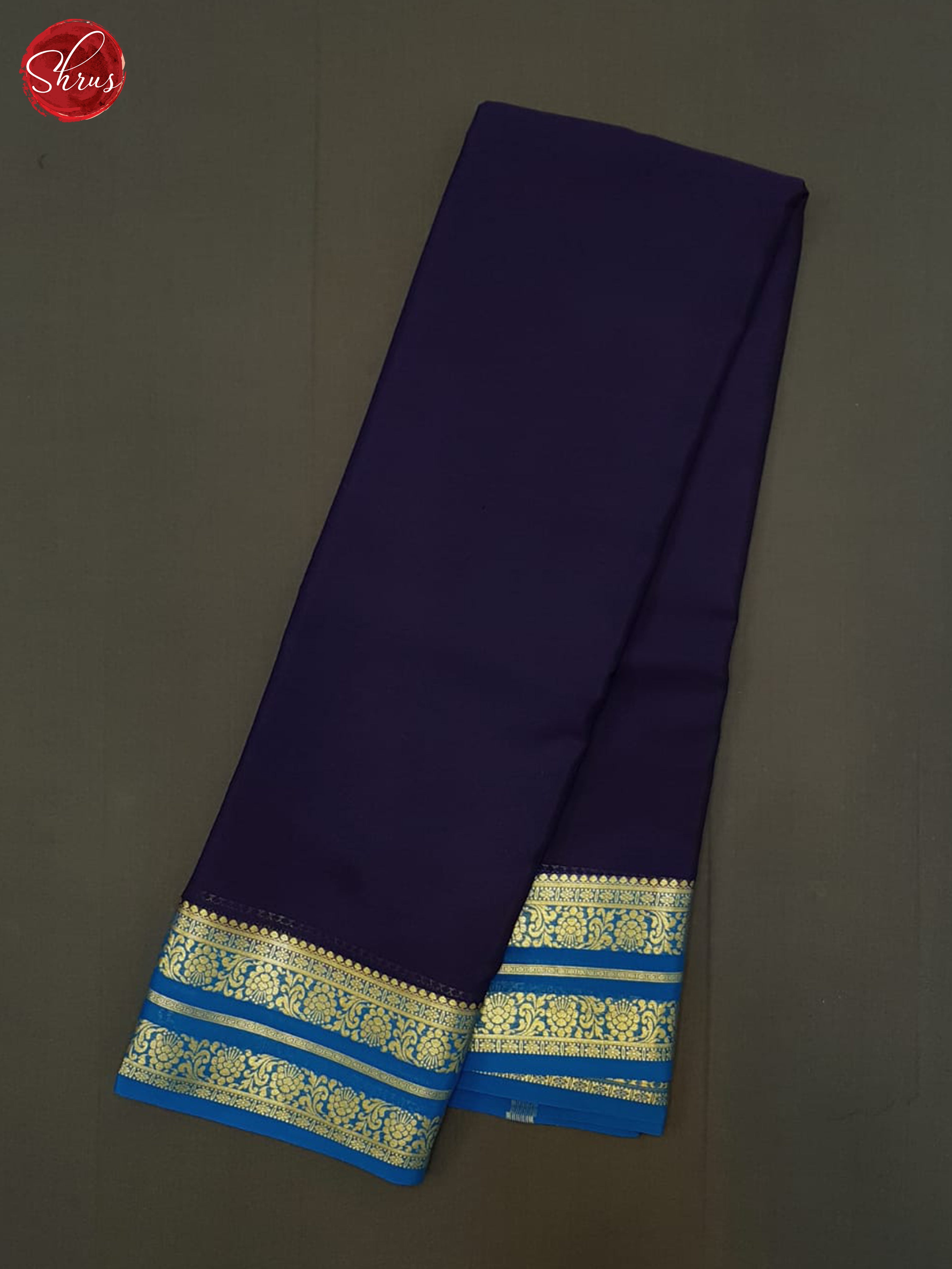 Navy Blue & Blue - Mysore Silk Saree - Shop on ShrusEternity.com