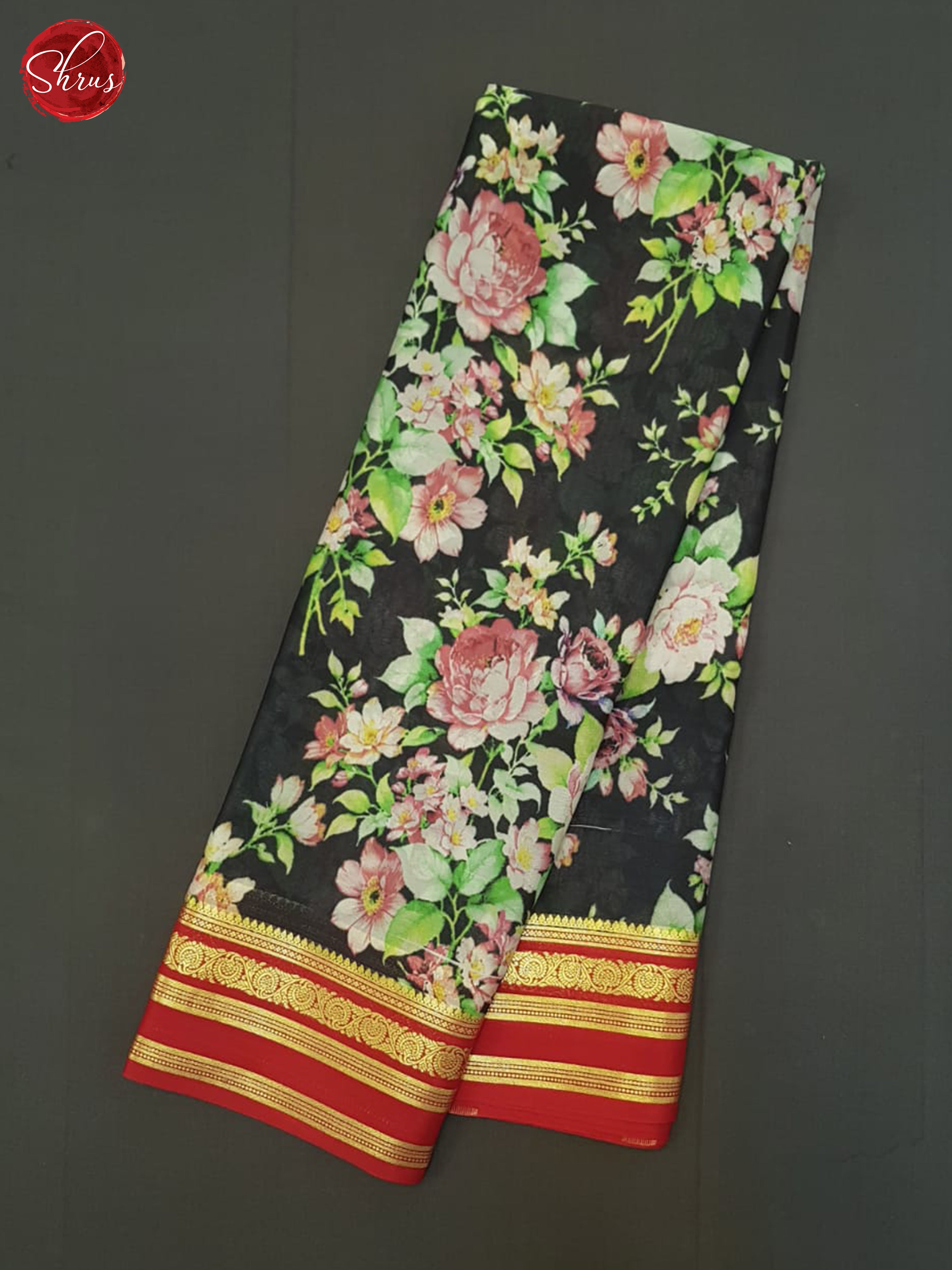 Black And Red- Mysore Silk Saree - Shop on ShrusEternity.com