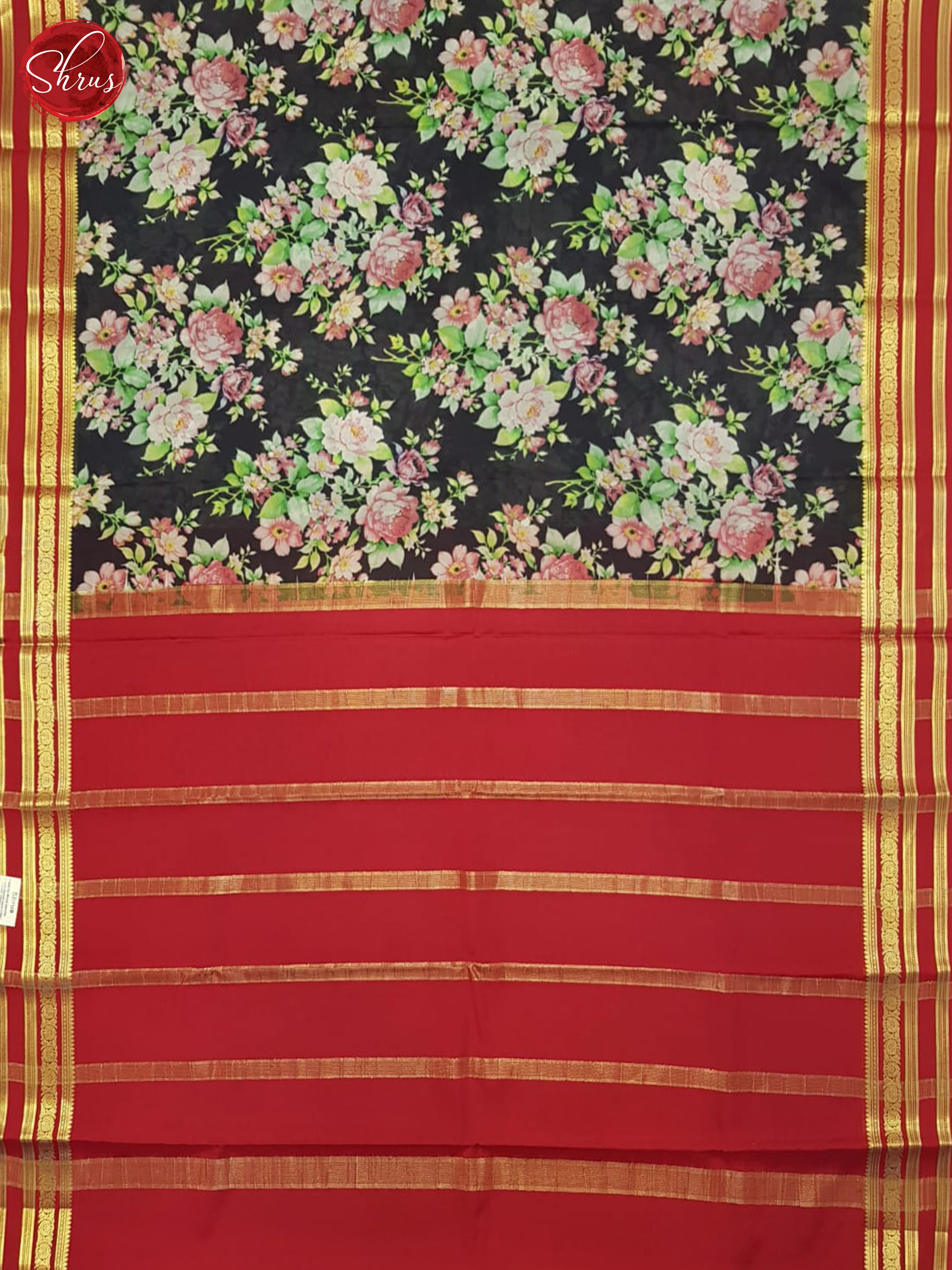 Black And Red- Mysore Silk Saree - Shop on ShrusEternity.com