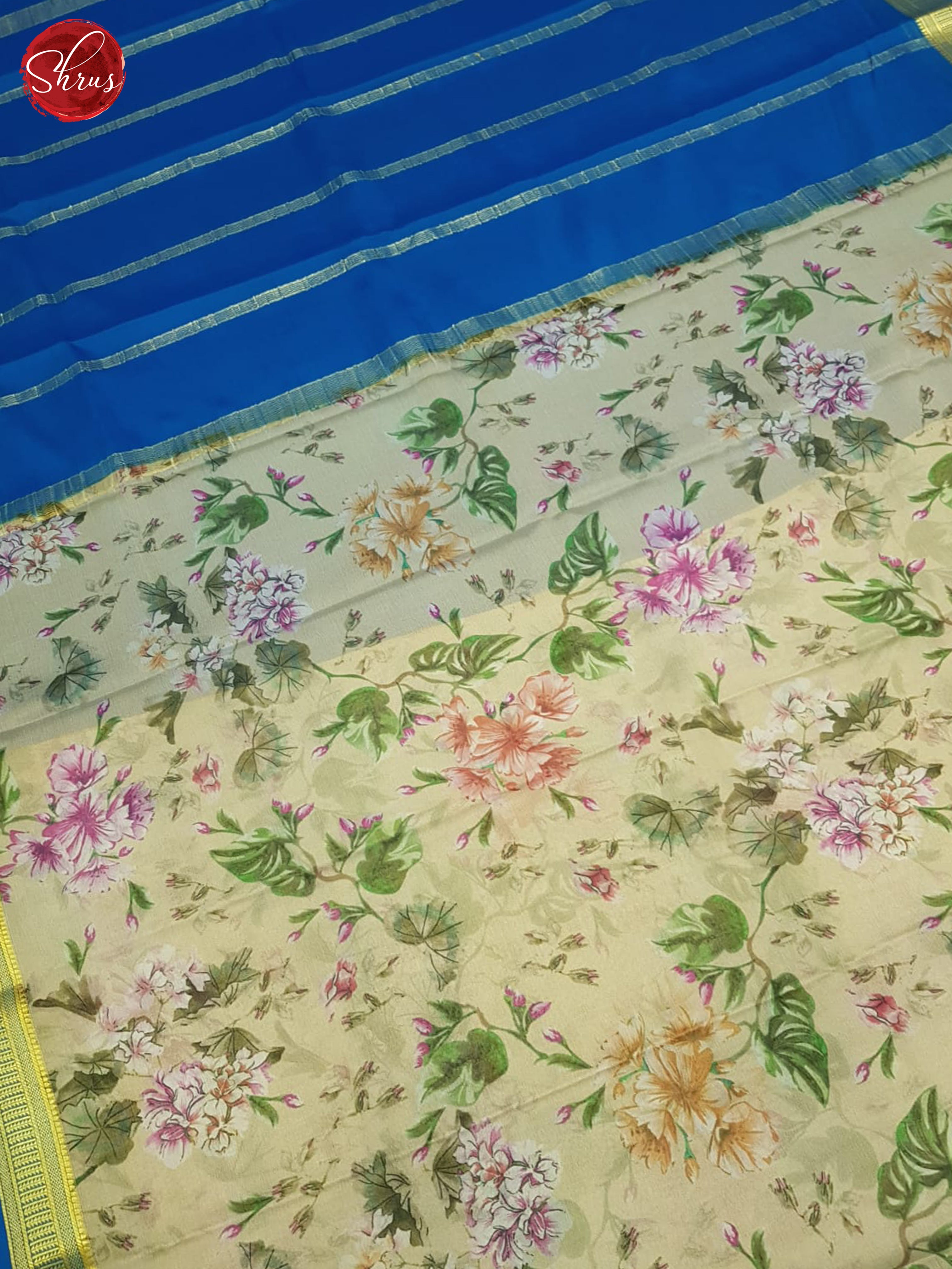 Grey And Blue- Mysore Silk Saree - Shop on ShrusEternity.com