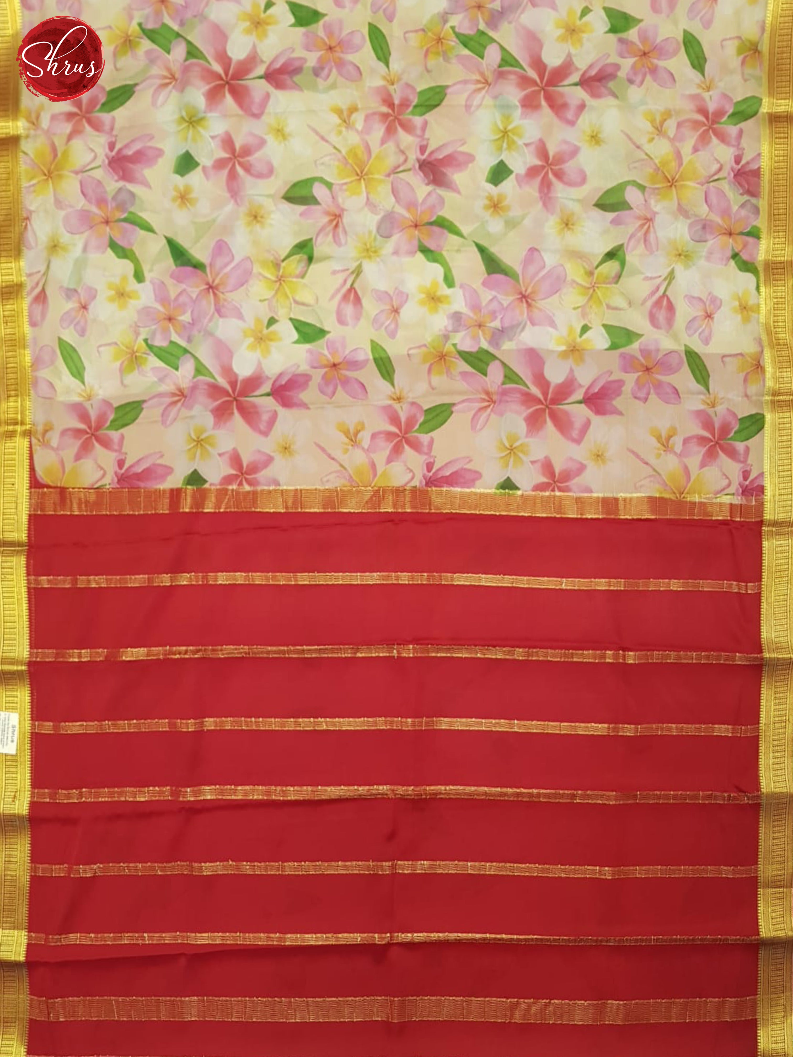 Cream And Red- Mysore Silk Saree - Shop on ShrusEternity.com