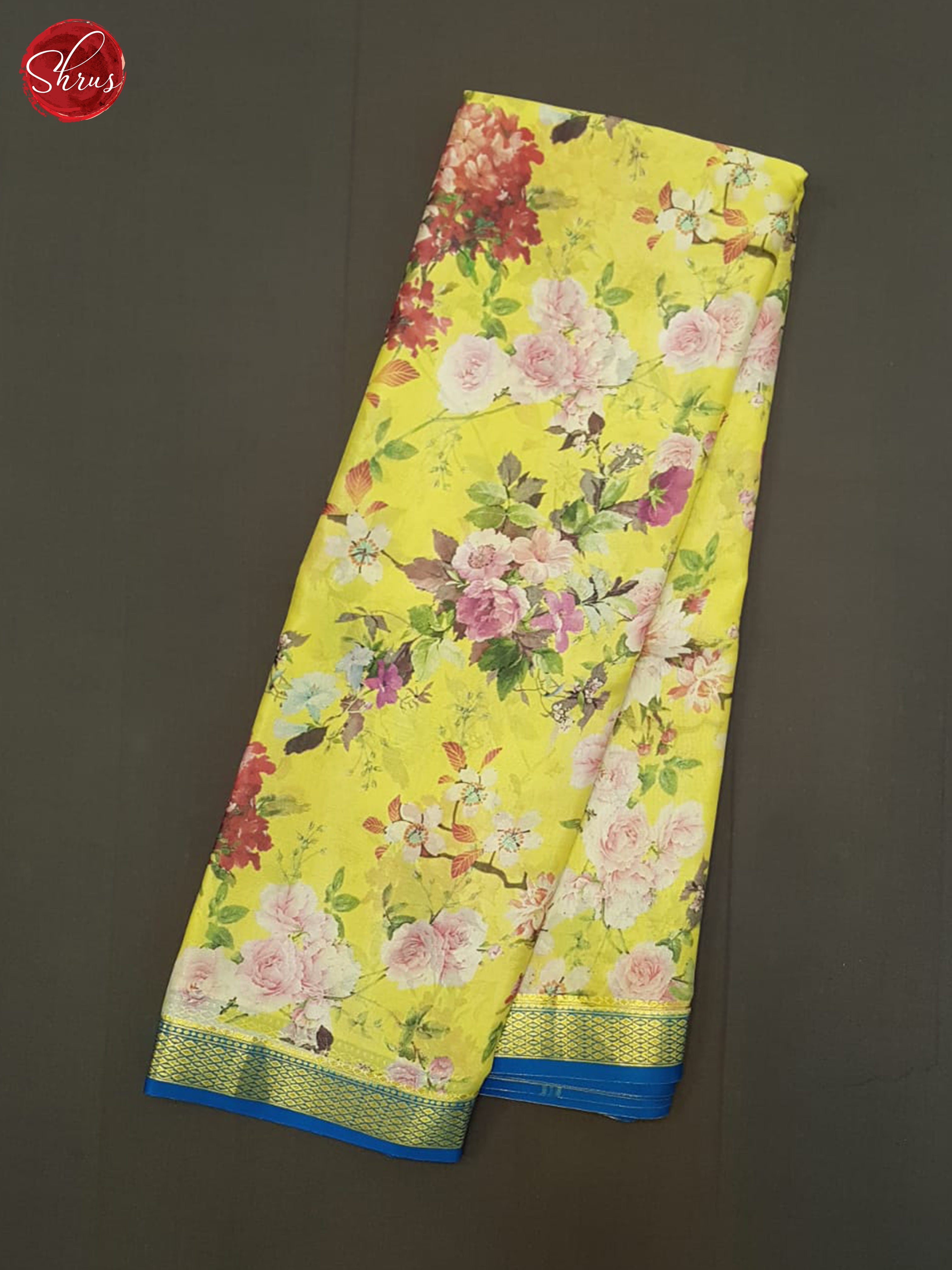 Lime Yellow And Blue- Mysore Silk Saree - Shop on ShrusEternity.com